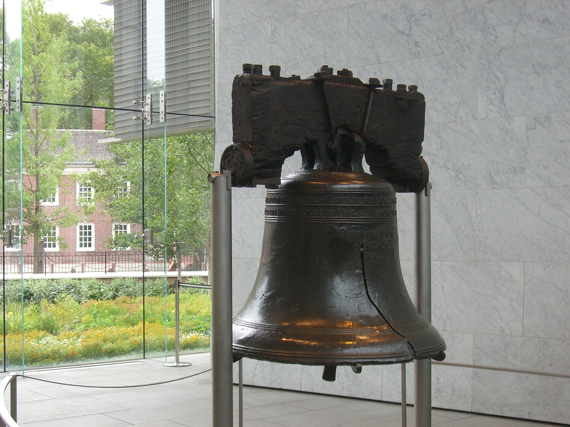 The Liberty Bell on display at the Liberty Bell Center in Philadelphia