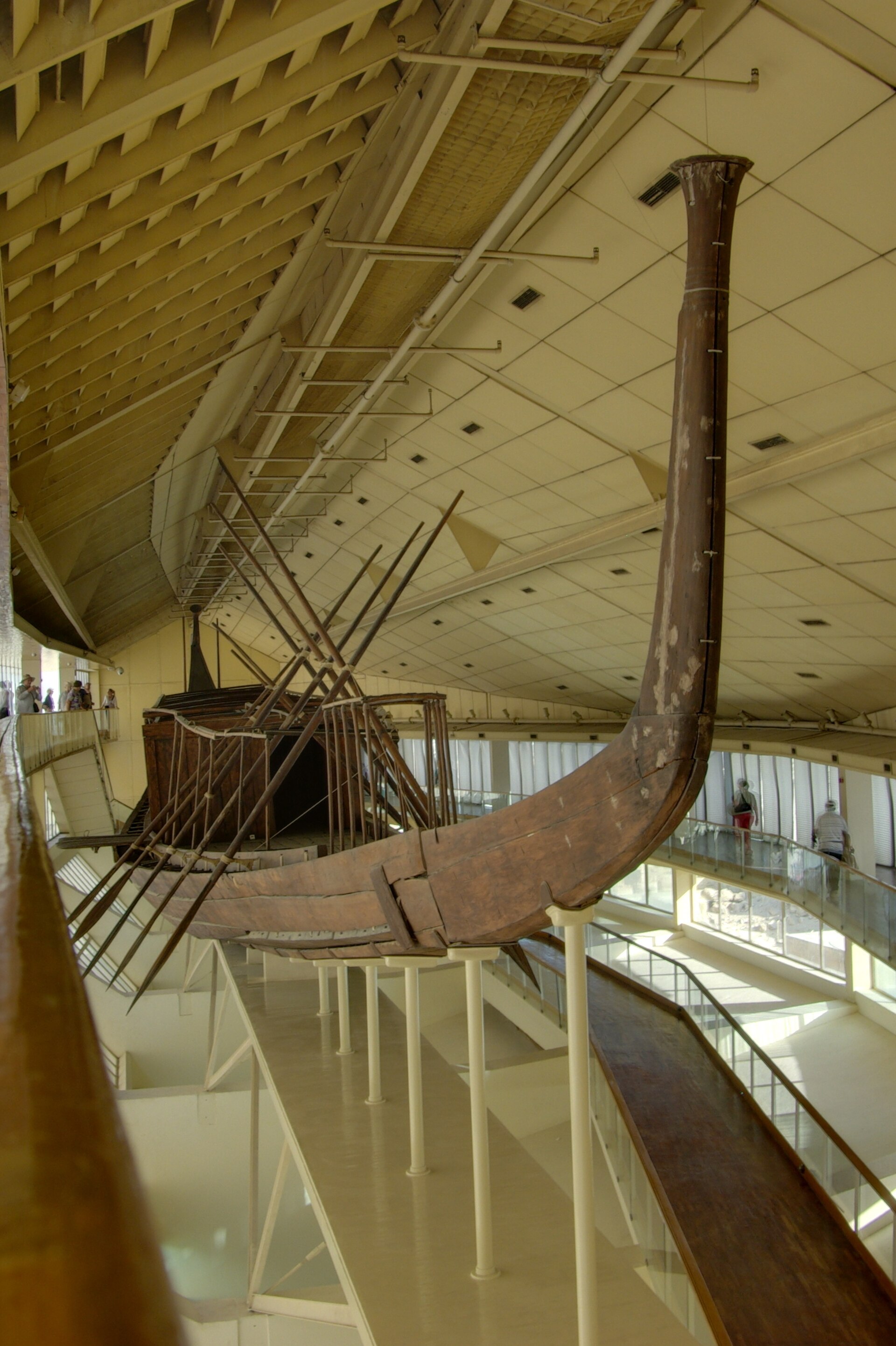 The reconstructed Solar Boat of Khufu in its museum at Giza