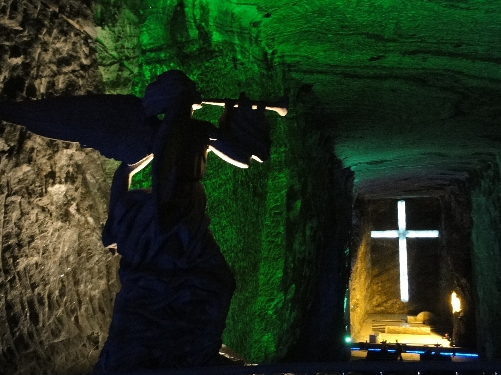 Main altar inside the Salt Cathedral of Zipaquira, Colombia