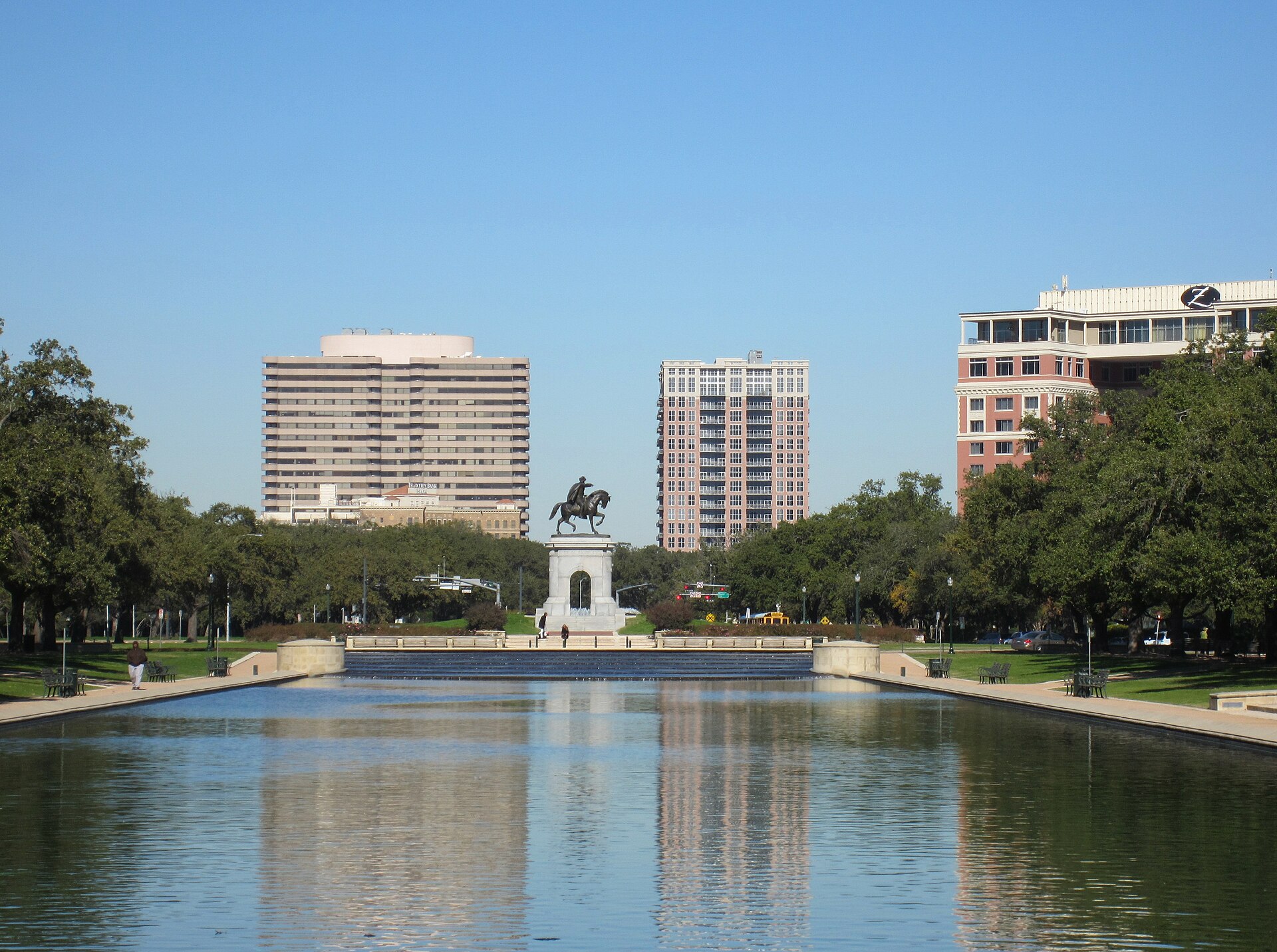 Sam Houston monument and reflection pool at Hermann Park in Houston