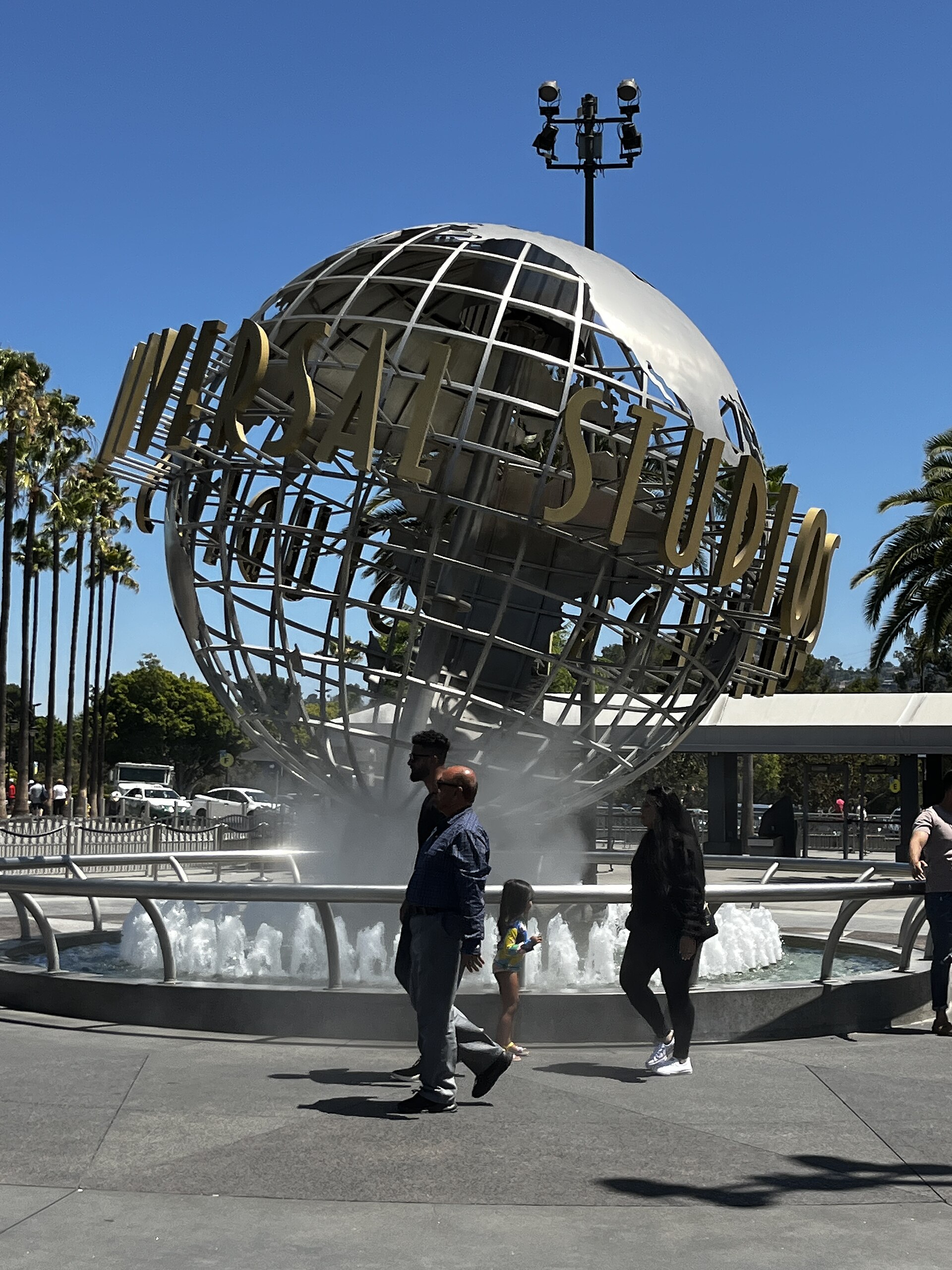 Universal Studios Hollywood globe at the entrance of the theme park