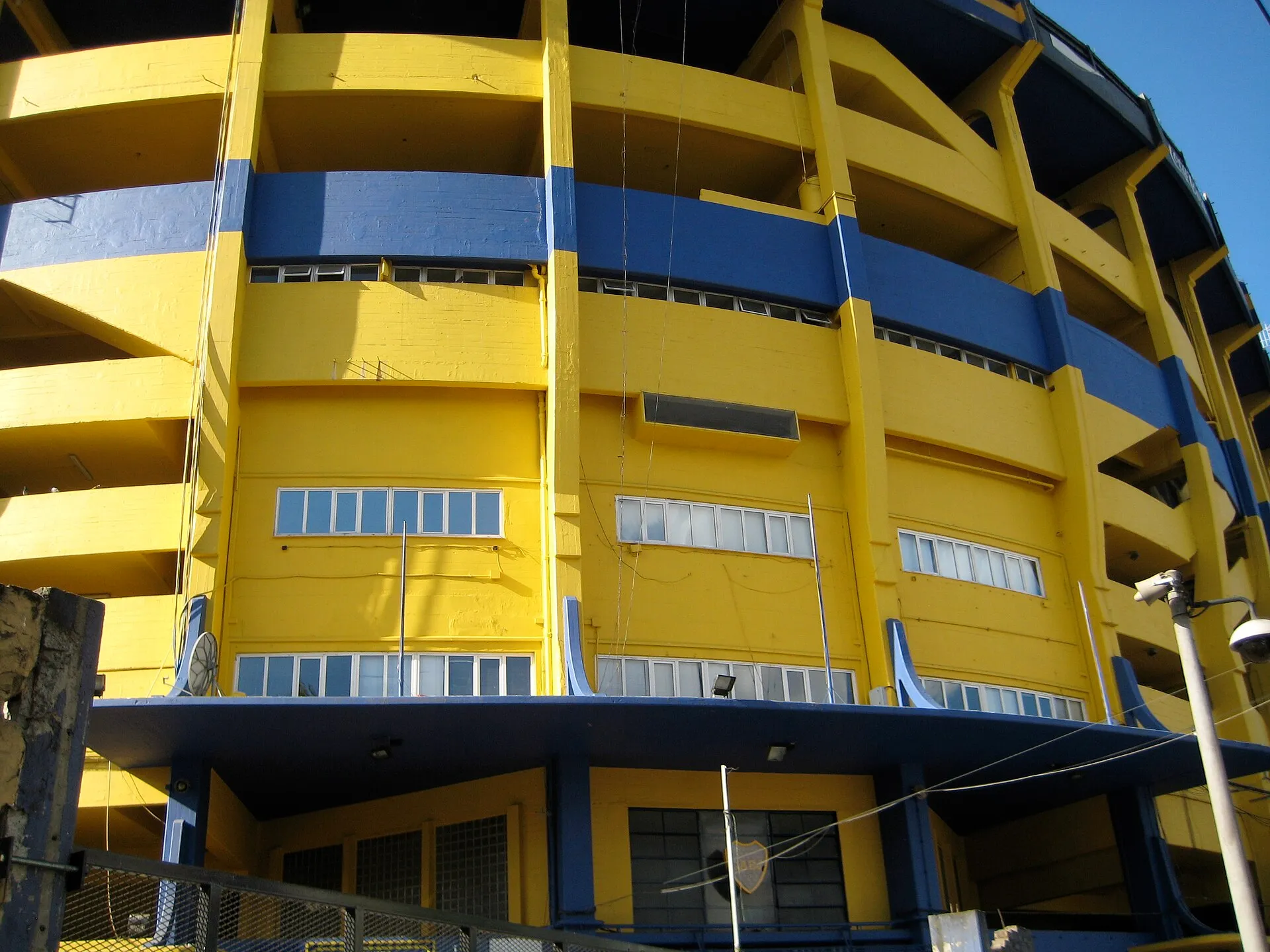 Steep tiered stands inside La Bombonera stadium of Boca Juniors in La Boca