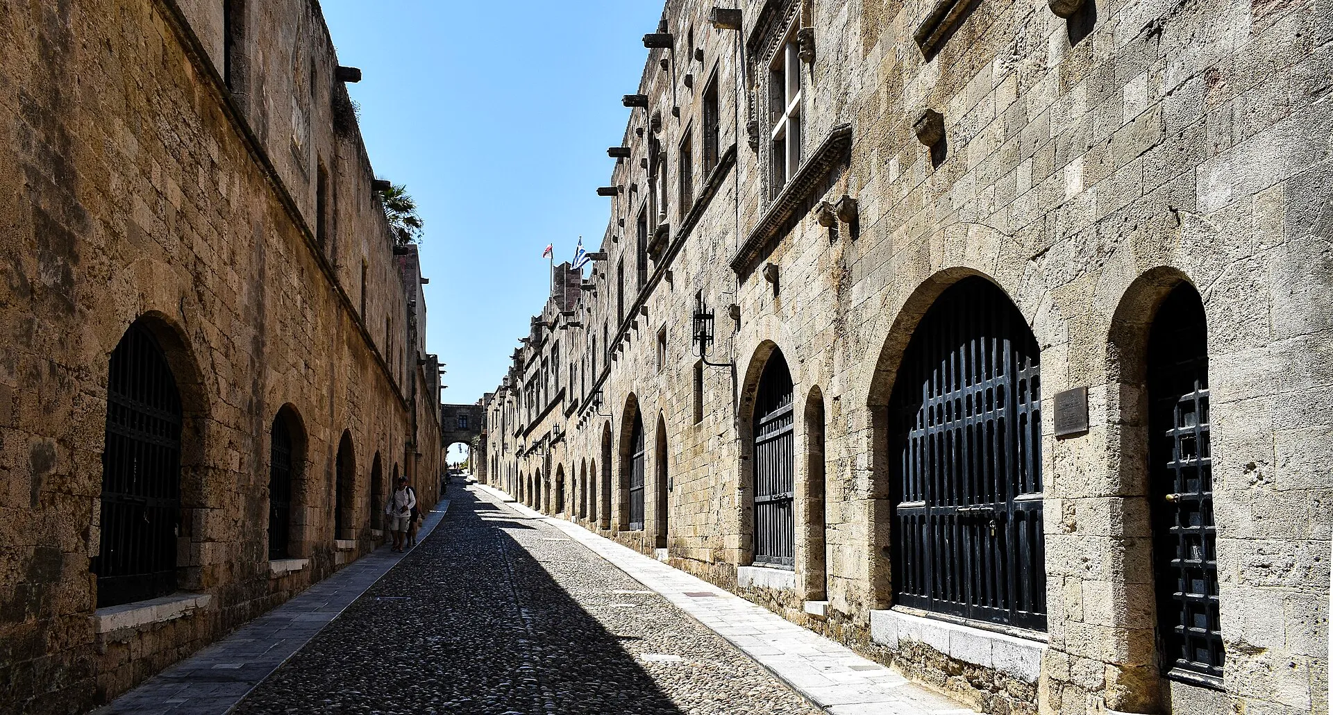 The Street of the Knights in Rhodes Old Town, flanked by medieval auberge buildings