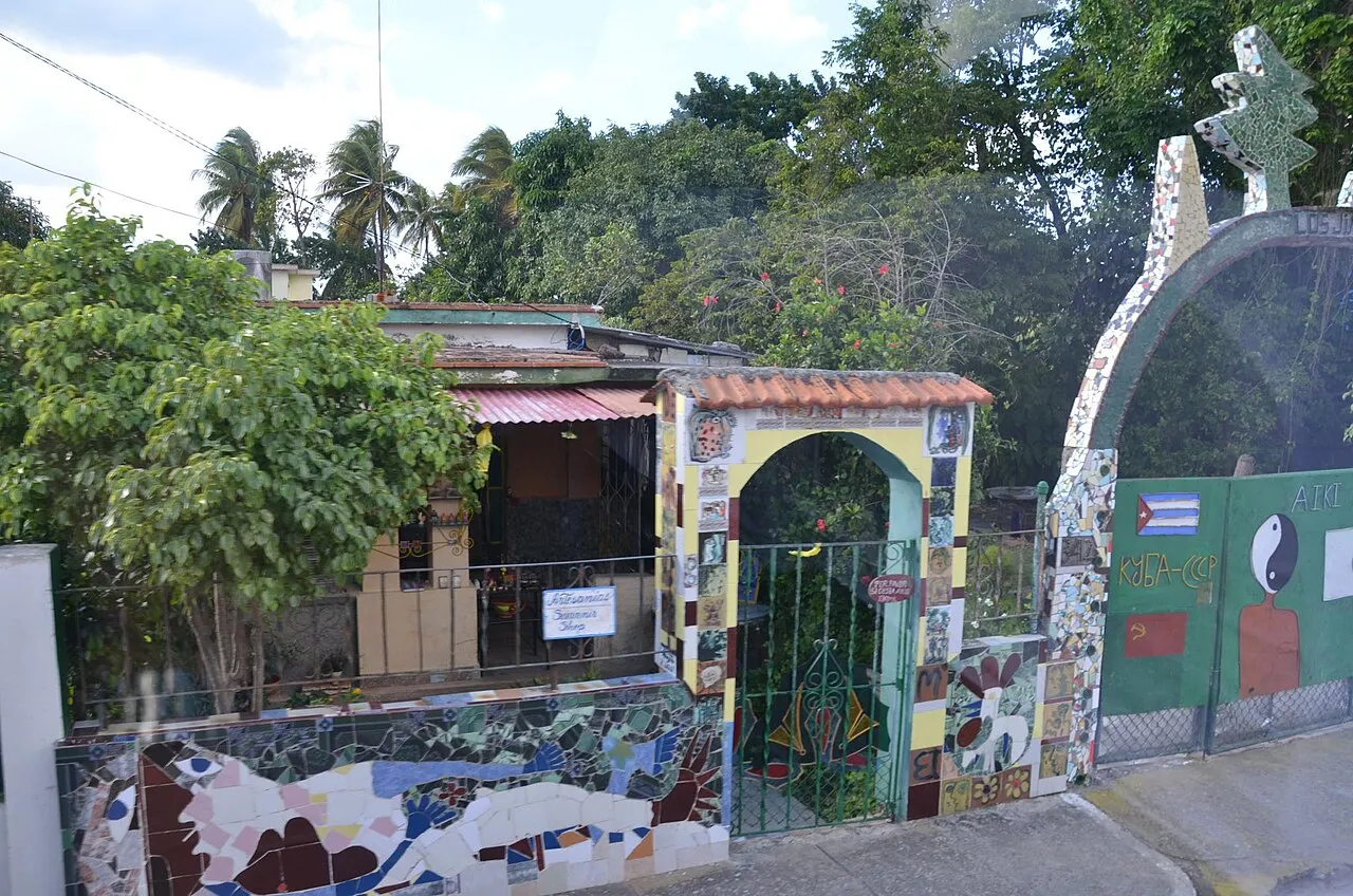 Mosaic-covered walls and buildings in the Fusterlandia neighborhood of Jaimanitas, Havana, Cuba