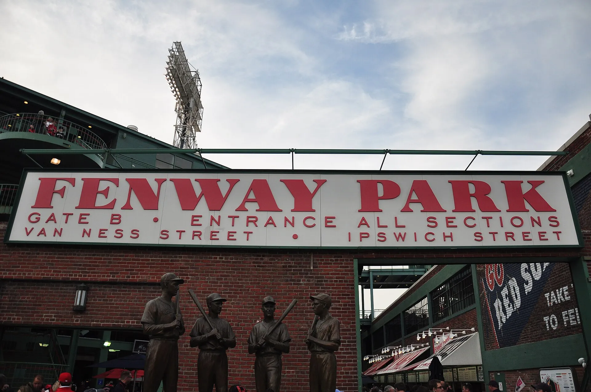 Gate B entrance of Fenway Park, historic home of the Boston Red Sox