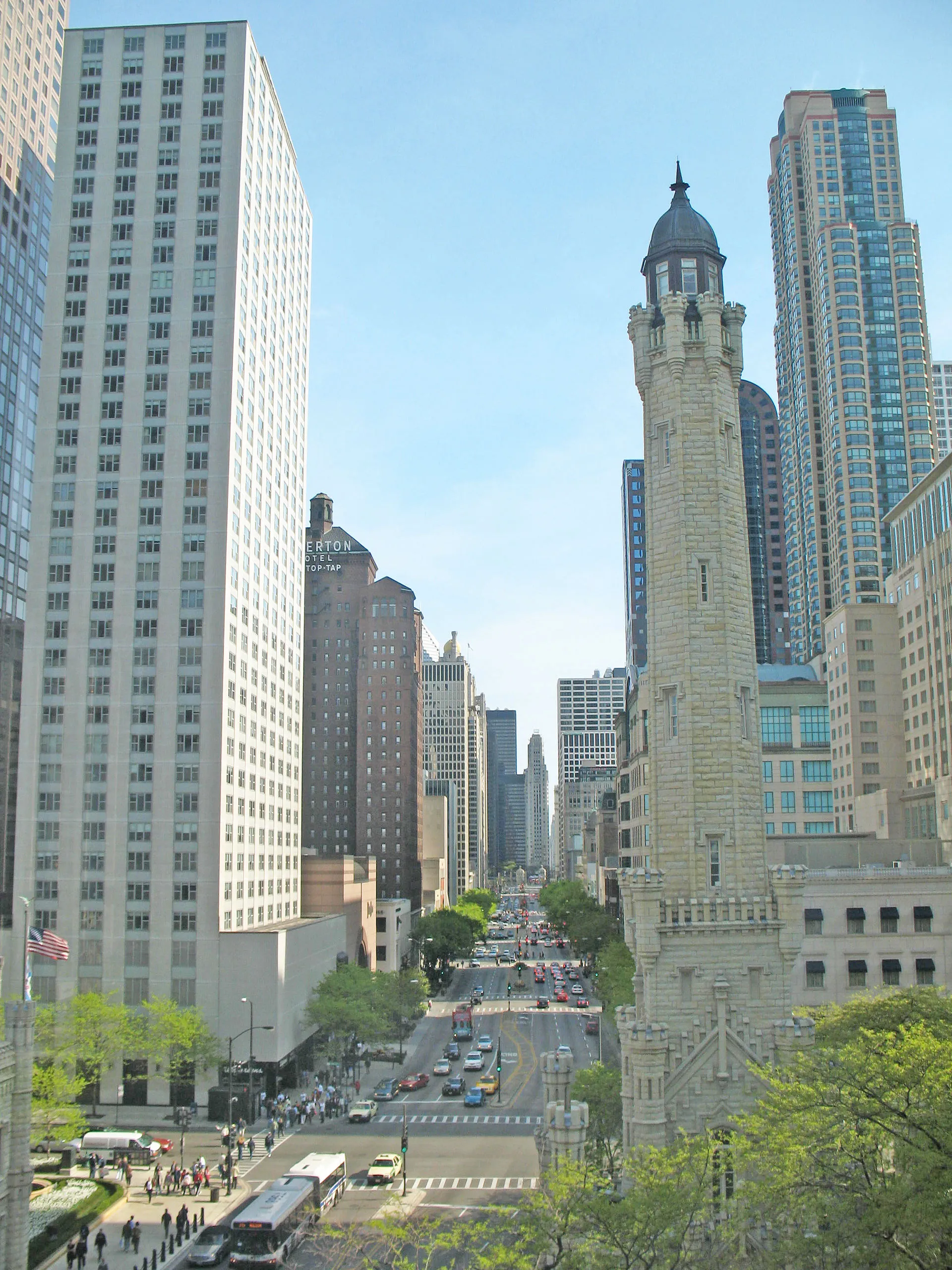 Chicago's Magnificent Mile on Michigan Avenue with the historic Water Tower
