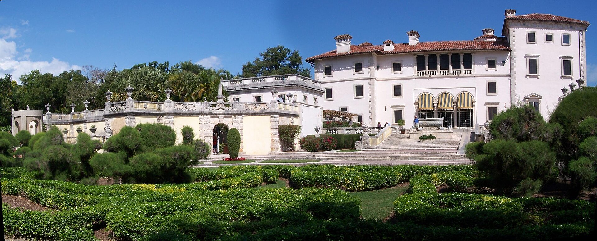 Villa Vizcaya and gardens viewed from the south gardens in Miami