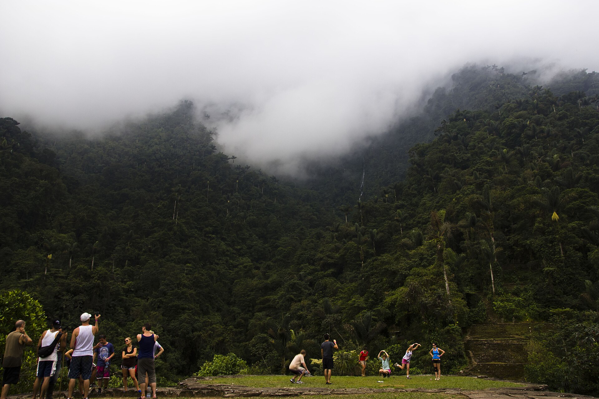 Ancient stone terraces of Ciudad Perdida (Lost City) in the Colombian jungle