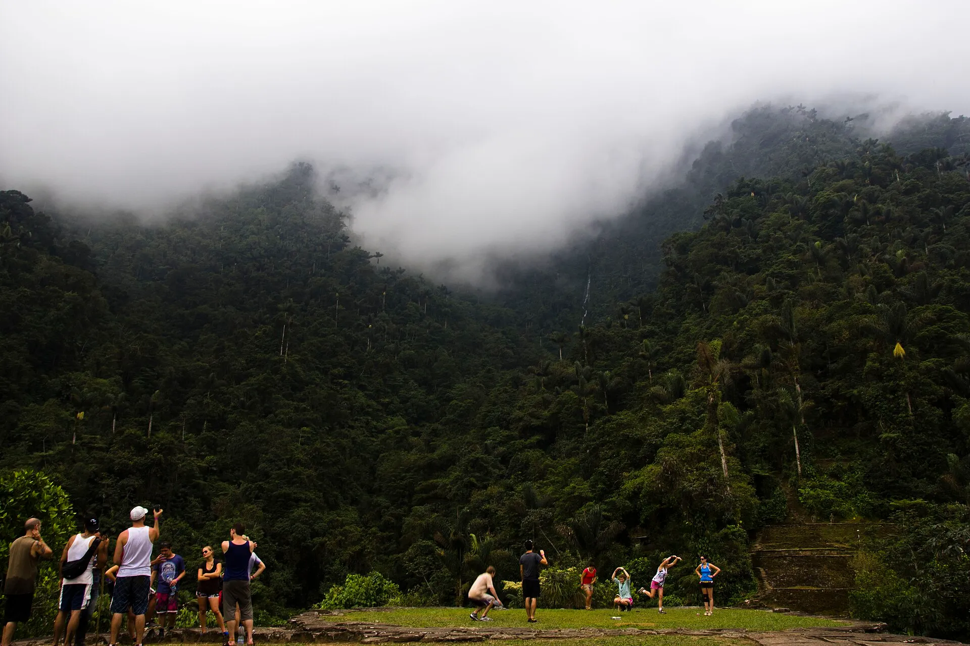 Ancient stone terraces of Ciudad Perdida (Lost City) in the Colombian jungle