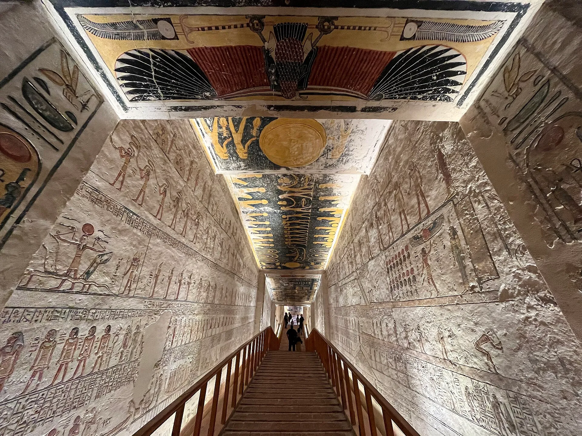 Decorated descending corridor of tomb KV9 in Luxor