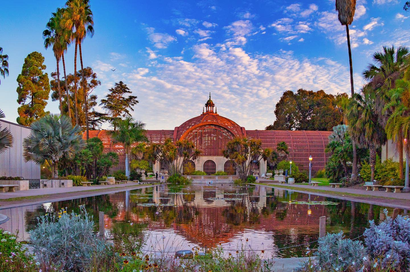 Spanish colonial revival architecture and gardens in Balboa Park, San Diego
