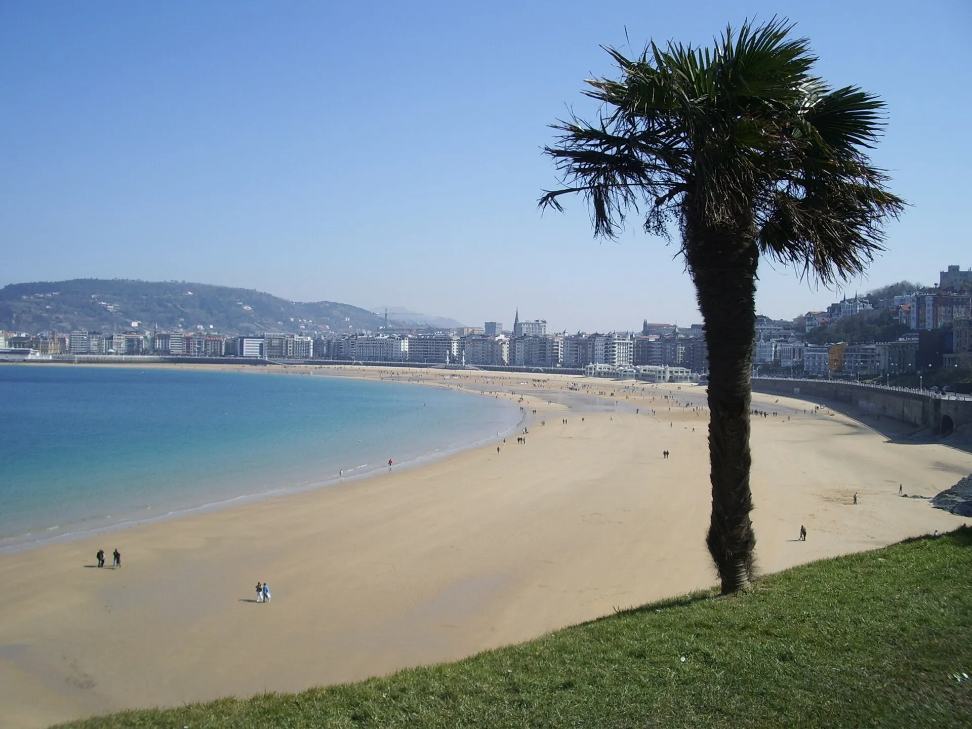 La Concha Beach and bay seen from above in San Sebastián