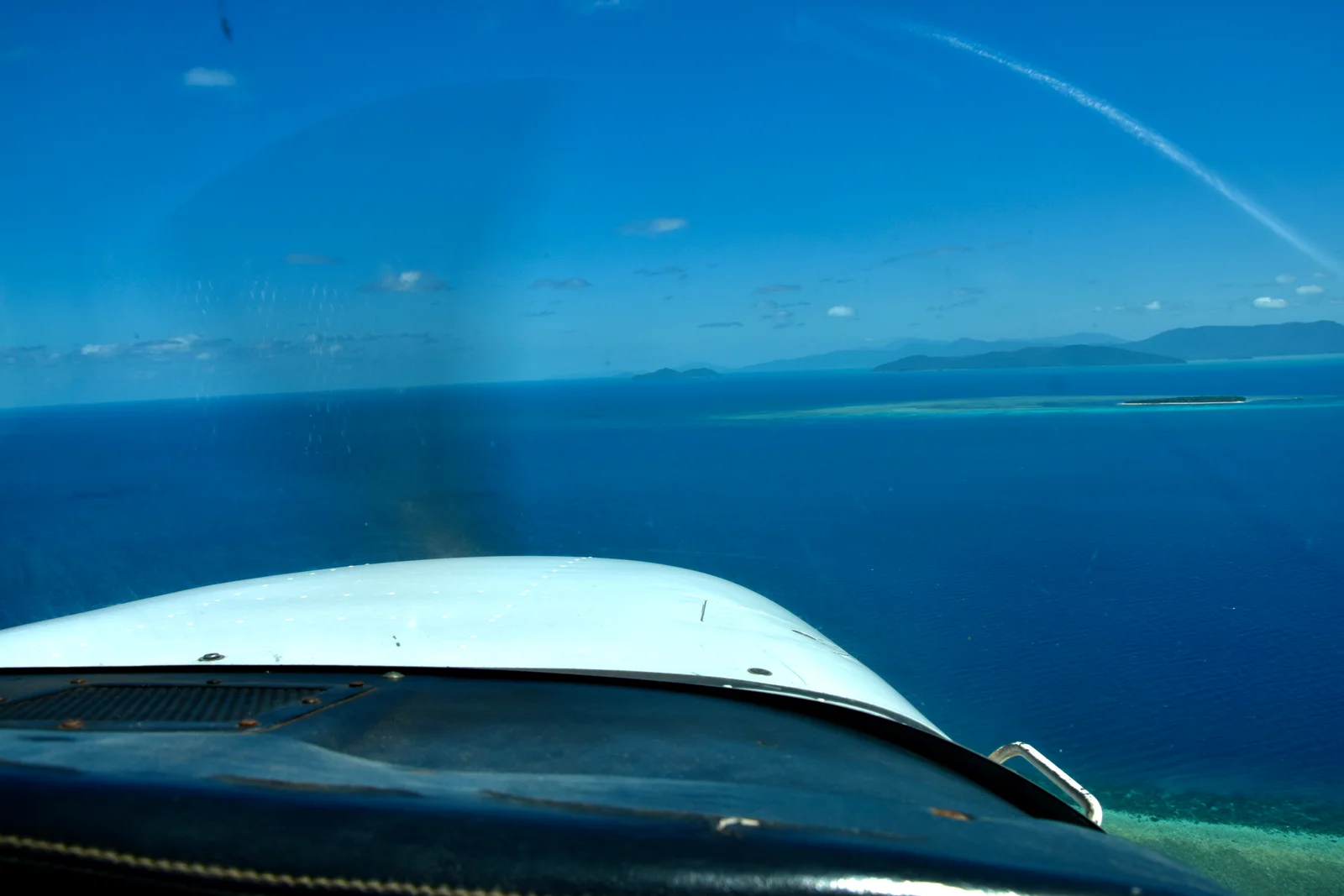Aerial view of coral reefs in the Great Barrier Reef