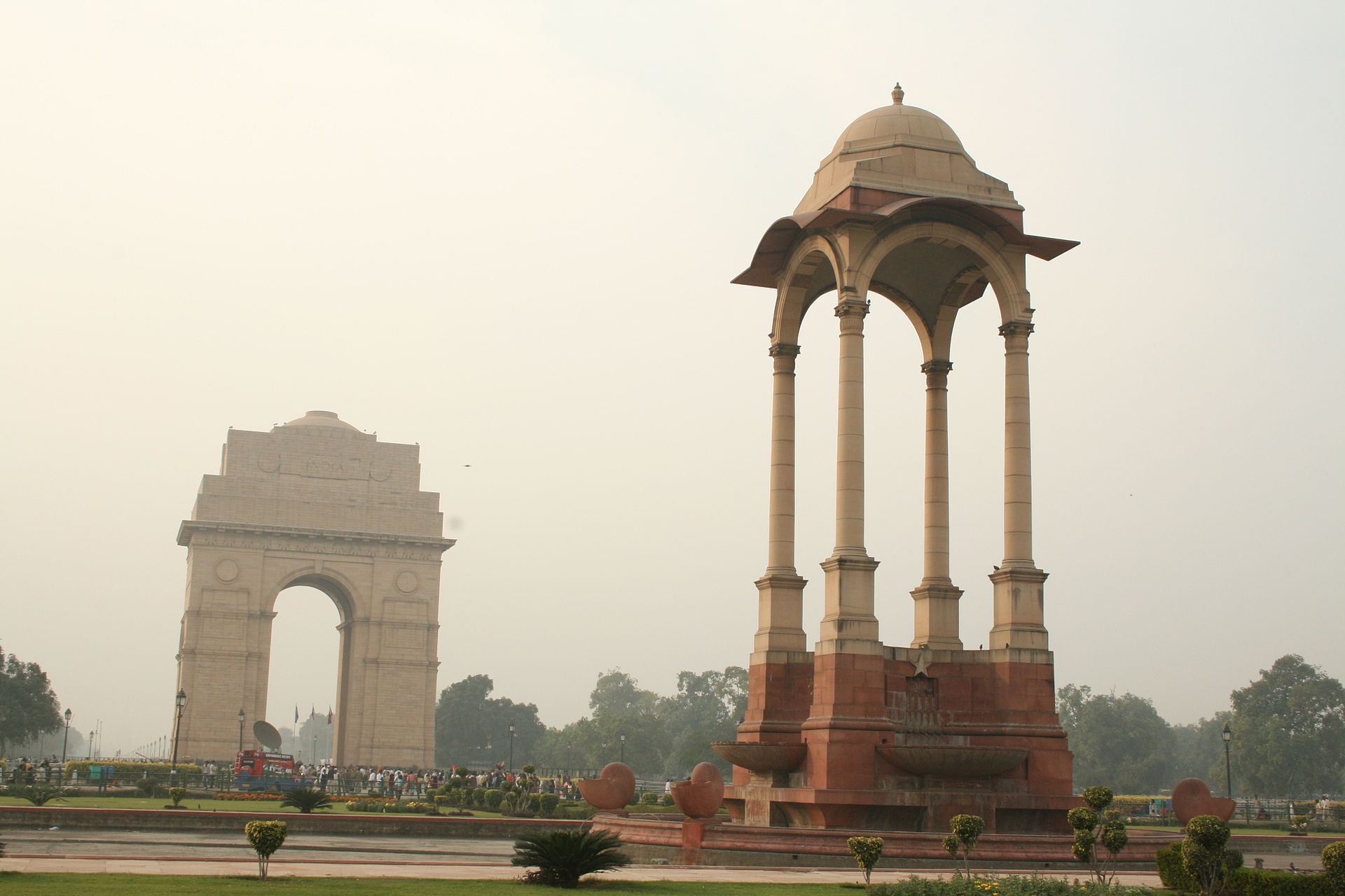 India Gate war memorial along Rajpath boulevard in New Delhi