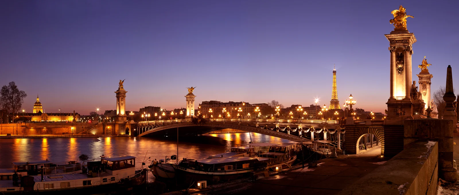 Pont Alexandre III spanning the Seine toward Les Invalides in Paris