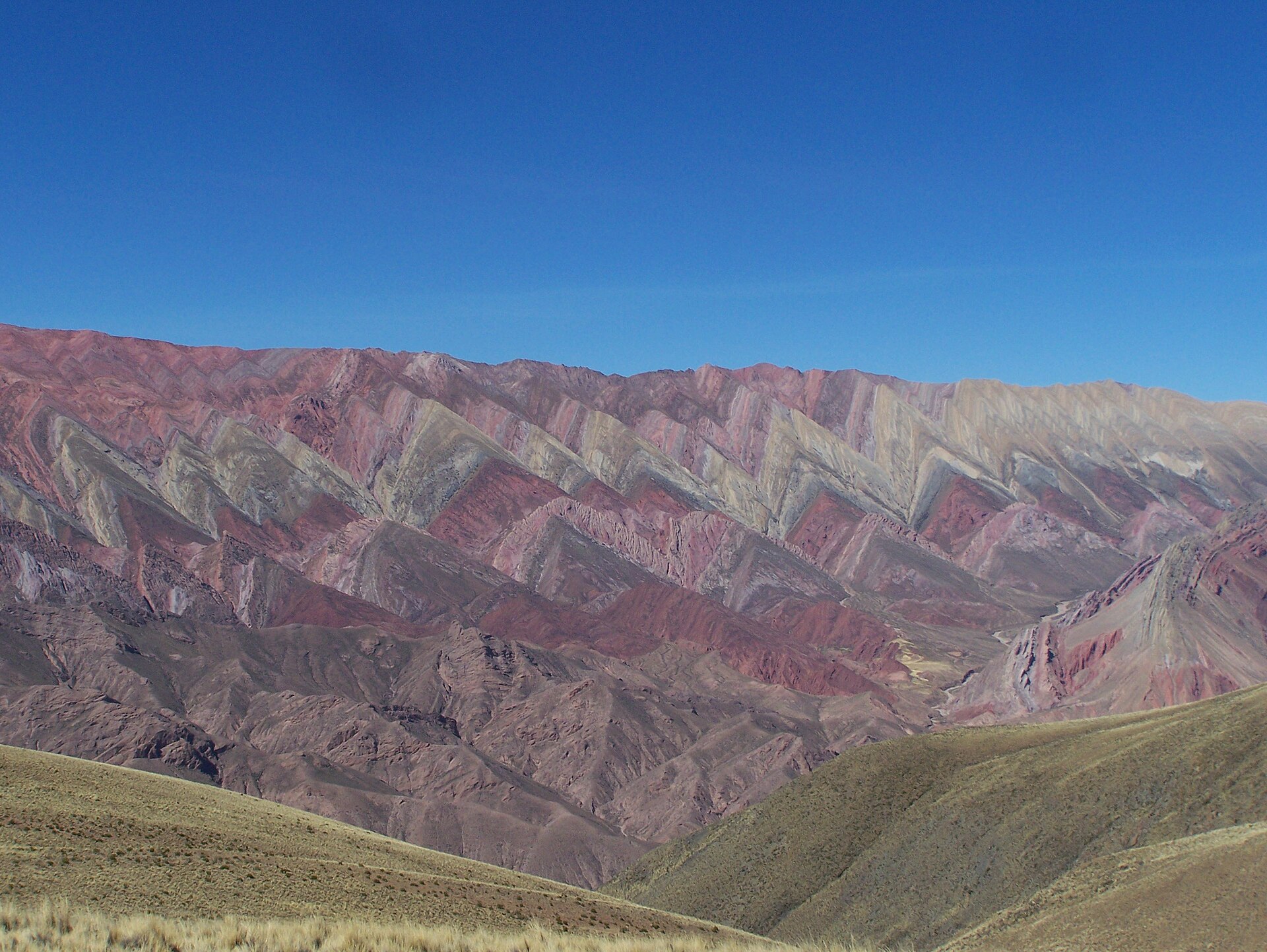The multicolored mountain formation of Serrania de Hornocal near Quebrada de Humahuaca in Jujuy Province