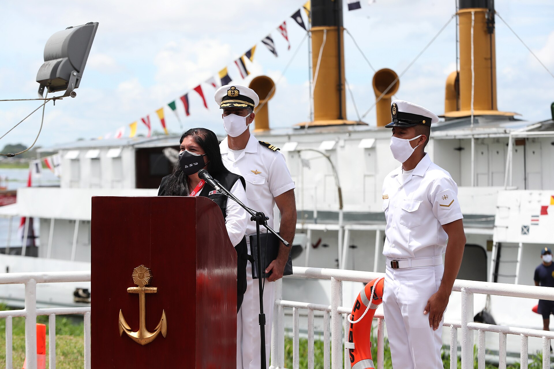 River vessel on the Amazon at Iquitos, Peru, departing for remote communities along the river