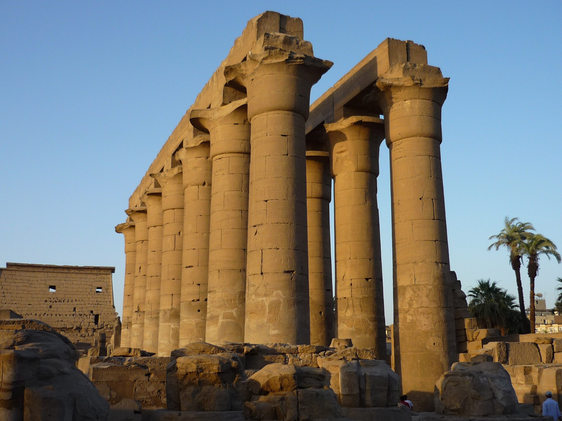 Colonnade of Luxor Temple on the east bank of the Nile