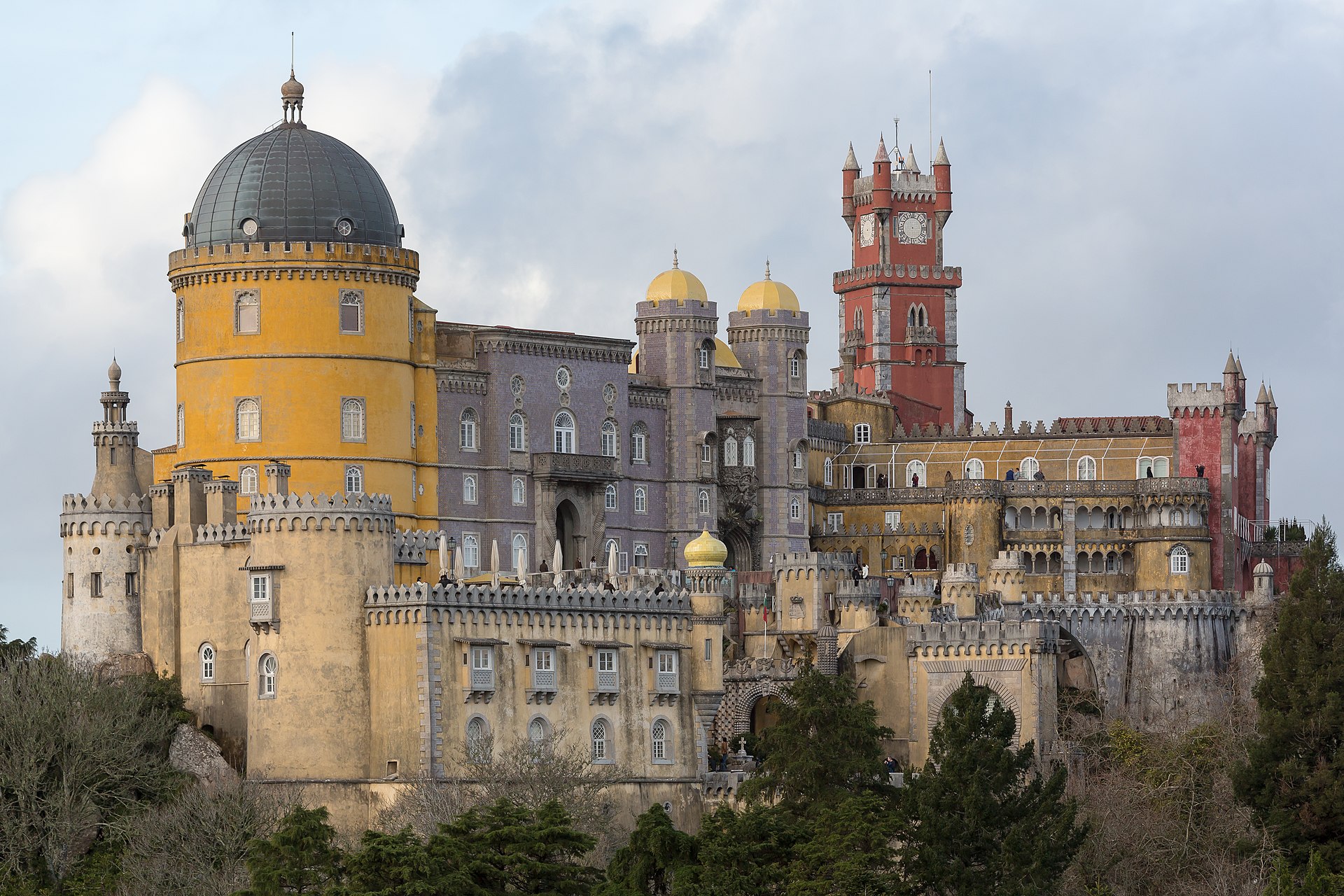 Pena Palace in Sintra with its colorful Romantic-era architecture