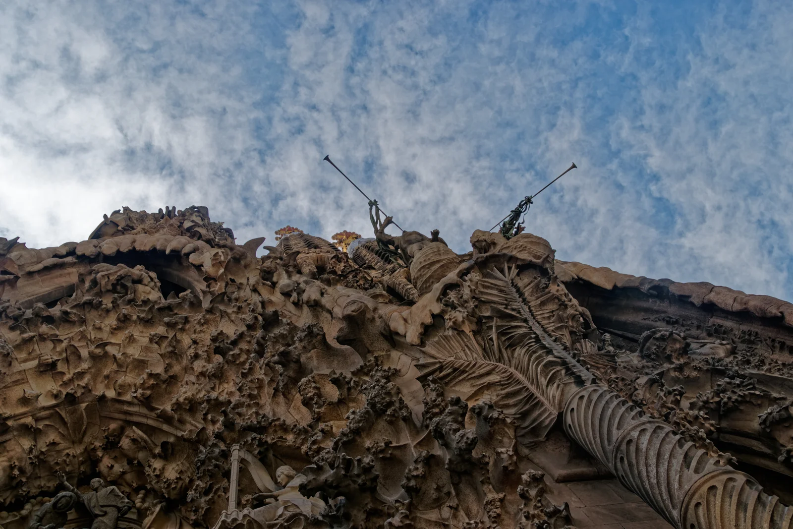 The densely sculpted Nativity facade of the Sagrada Família in Barcelona