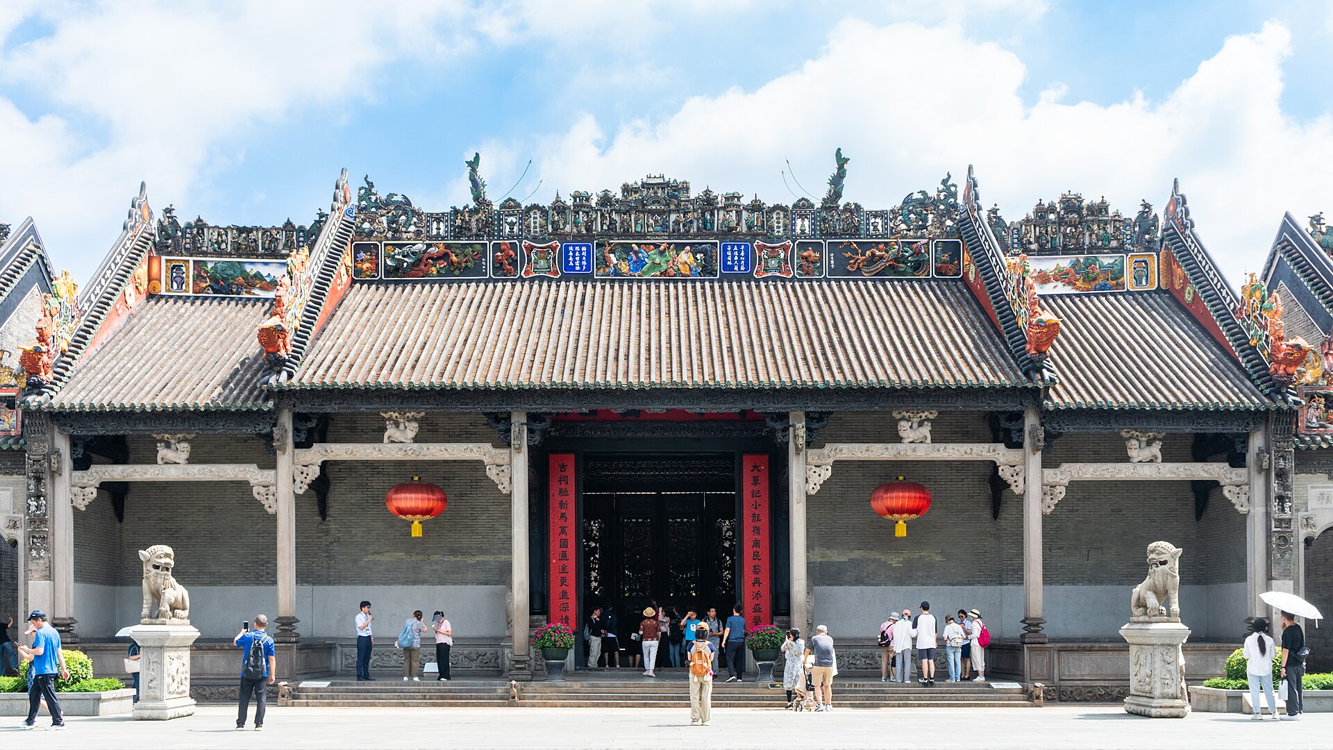 Ornate roof carvings at the Chen Clan Ancestral Hall in Guangzhou