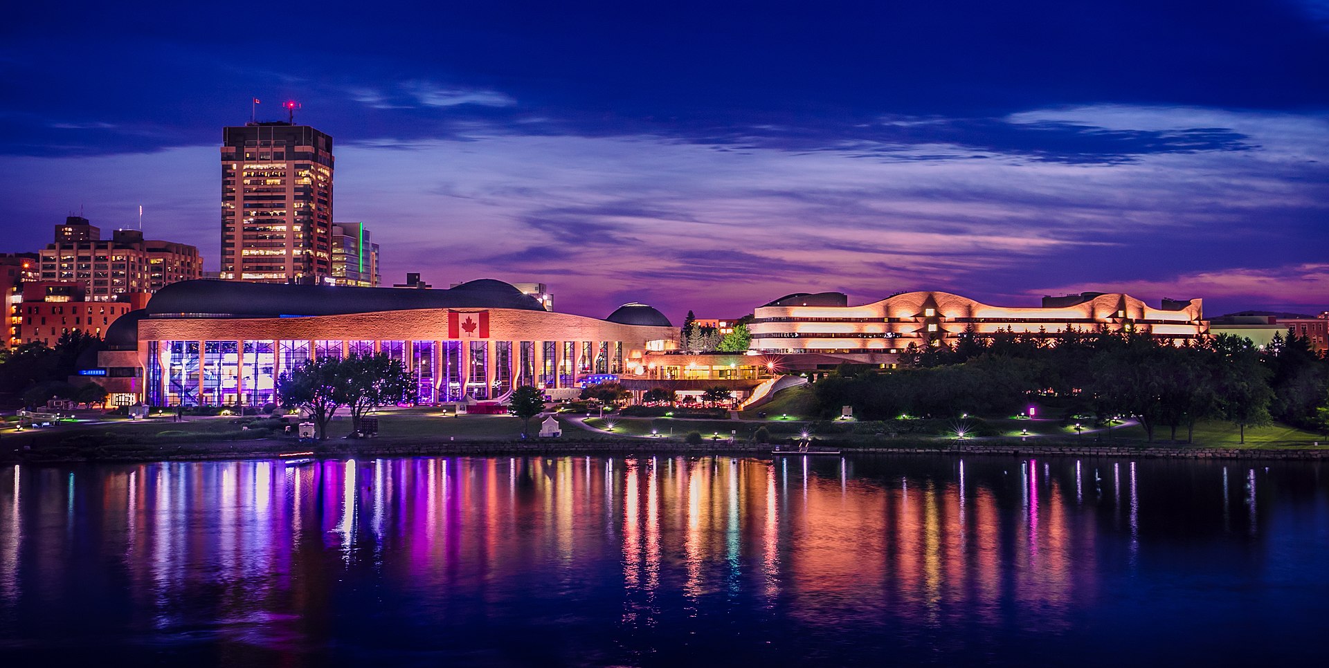 The Canadian Museum of History in Gatineau, viewed from the Alexandra Bridge