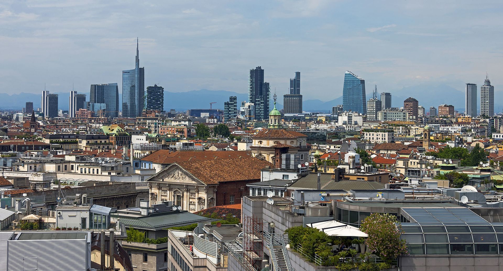 Milan skyline with Duomo cathedral