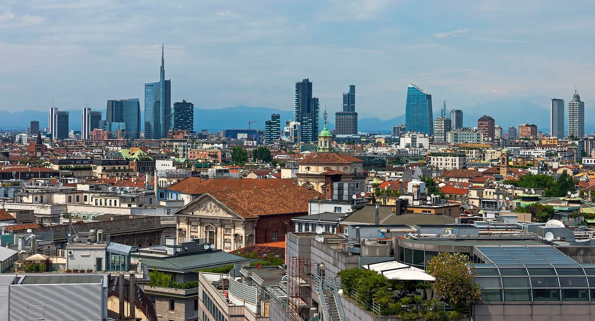 Milan skyline with Duomo cathedral
