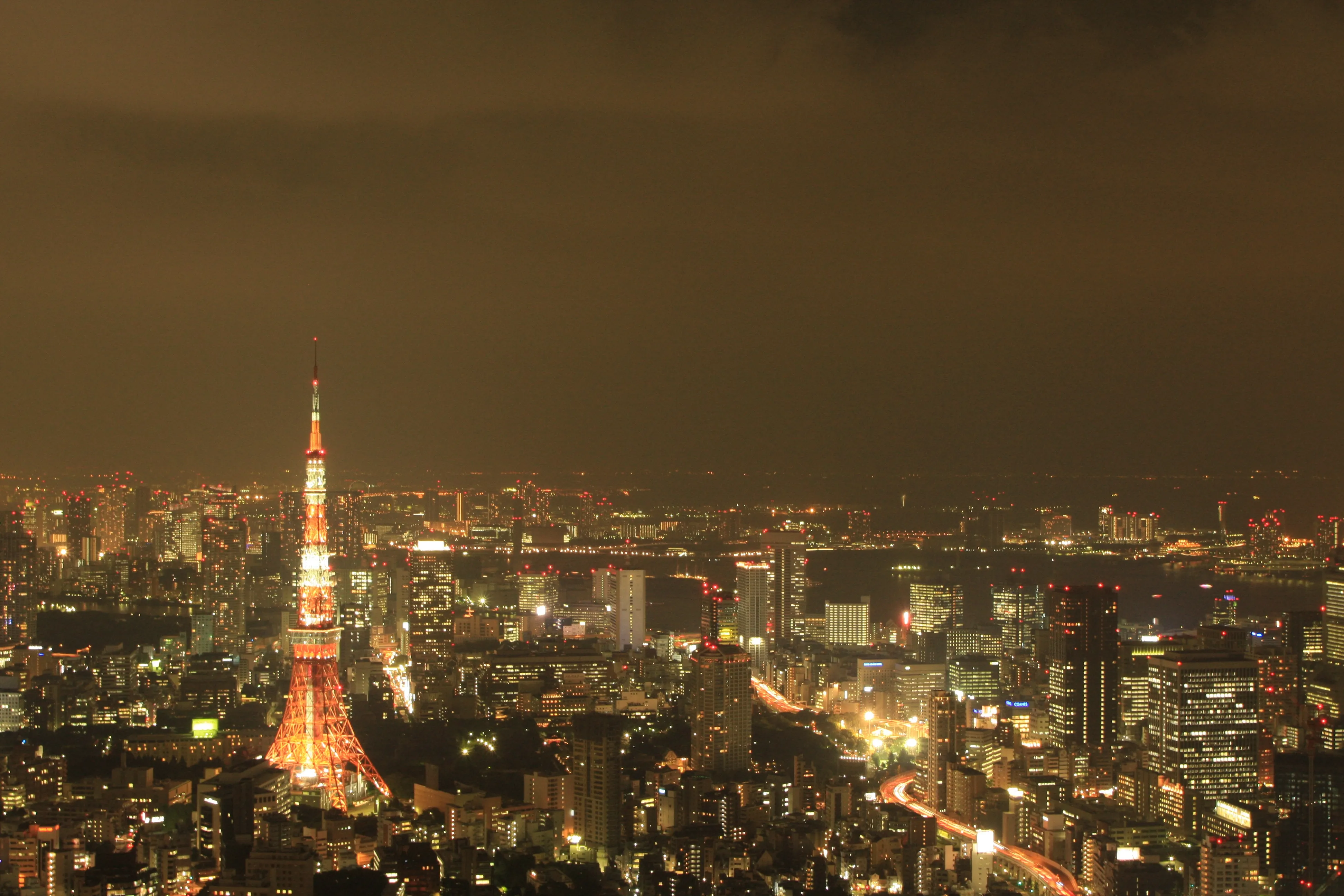 Tokyo's illuminated skyline at night seen from Roppongi Hills