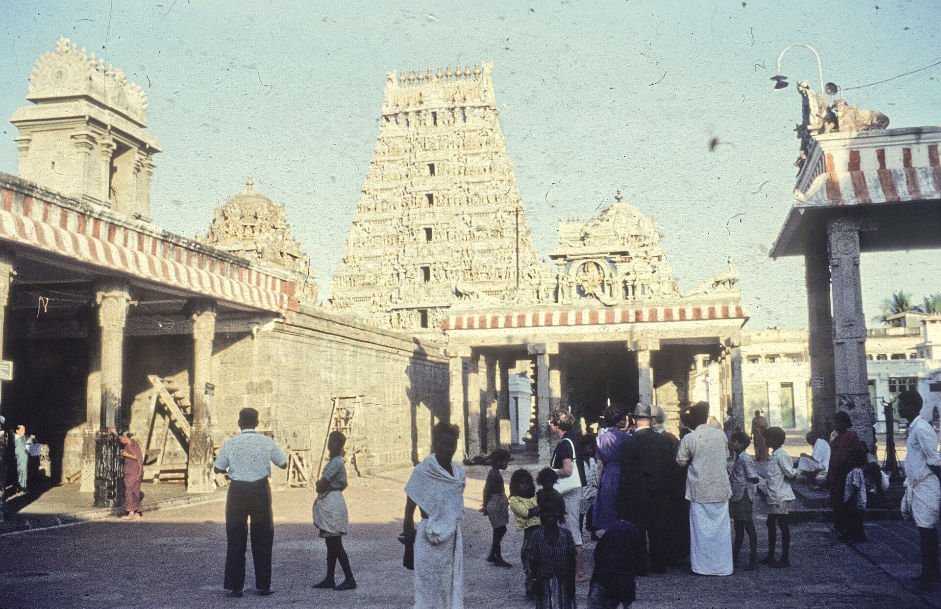 The painted gopuram towers of Kapaleeshwarar Temple in Mylapore, Chennai
