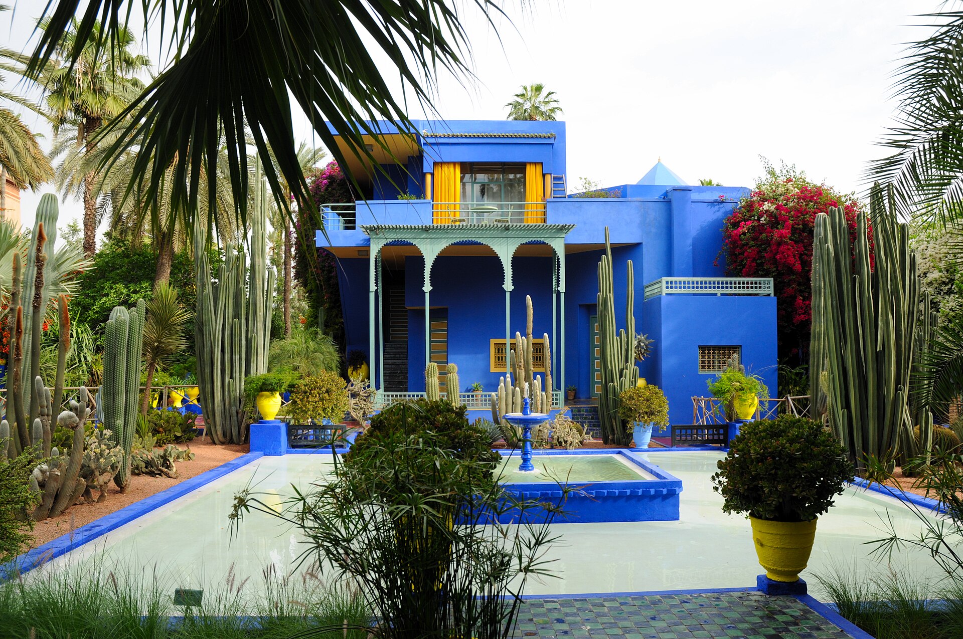 Majorelle Garden in Marrakech with the iconic cobalt blue villa