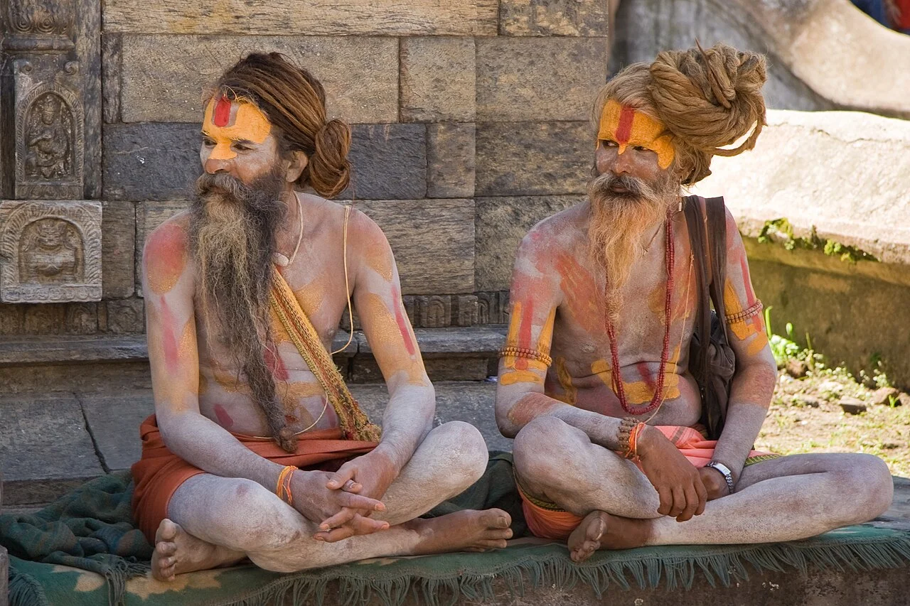 Pashupatinath Temple main pagoda and Bagmati River cremation ghats in Kathmandu, Nepal