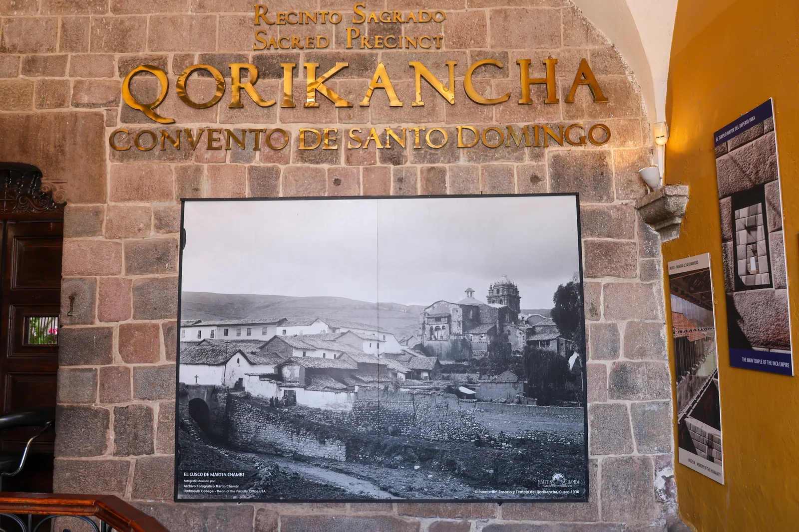 The curved Inca stone wall of the Qorikancha sun temple beneath the colonial church of Santo Domingo in Cusco, Peru
