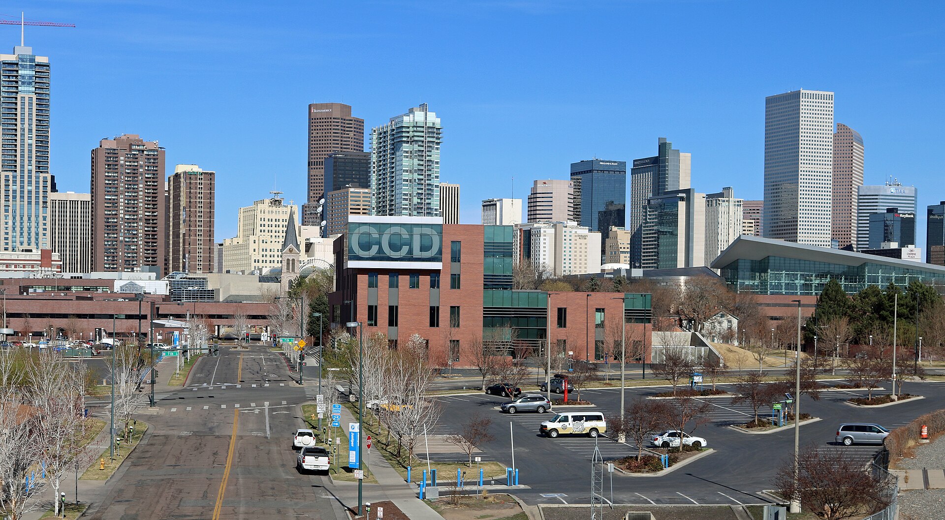Denver, Colorado skyline as seen from the Auraria Campus