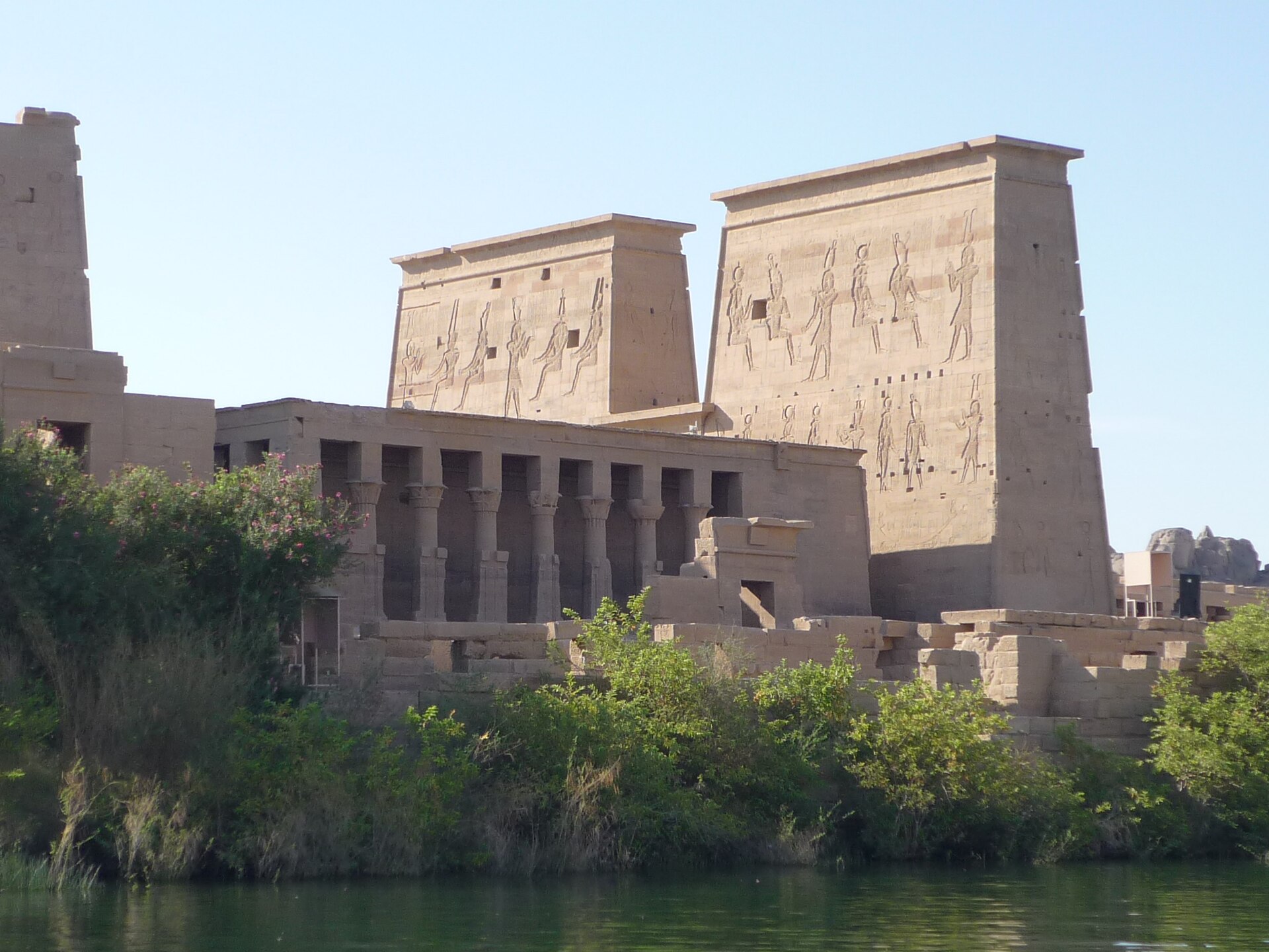 Philae Temple of Isis viewed from the Nile near Aswan