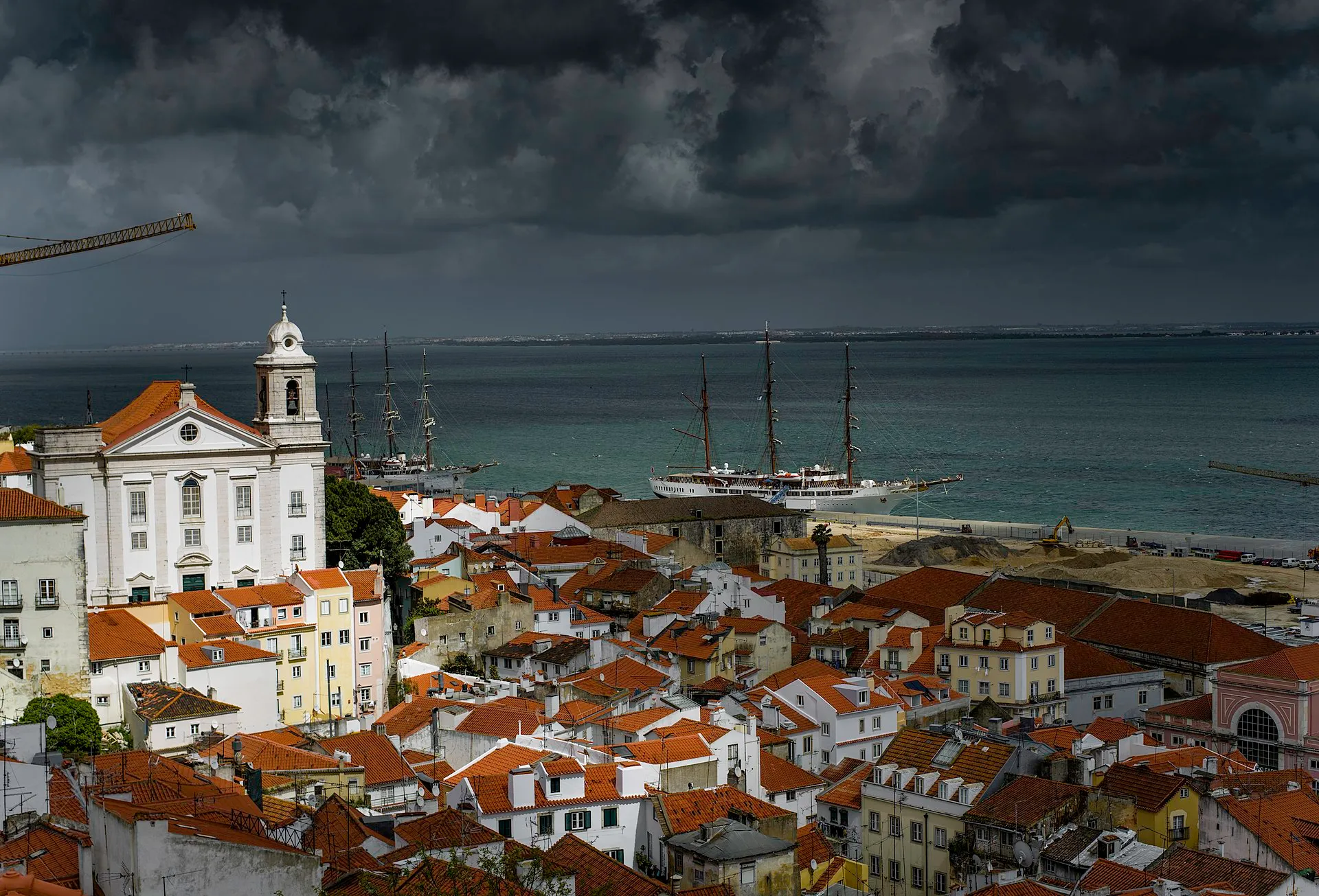The narrow streets and rooftops of Alfama district in Lisbon