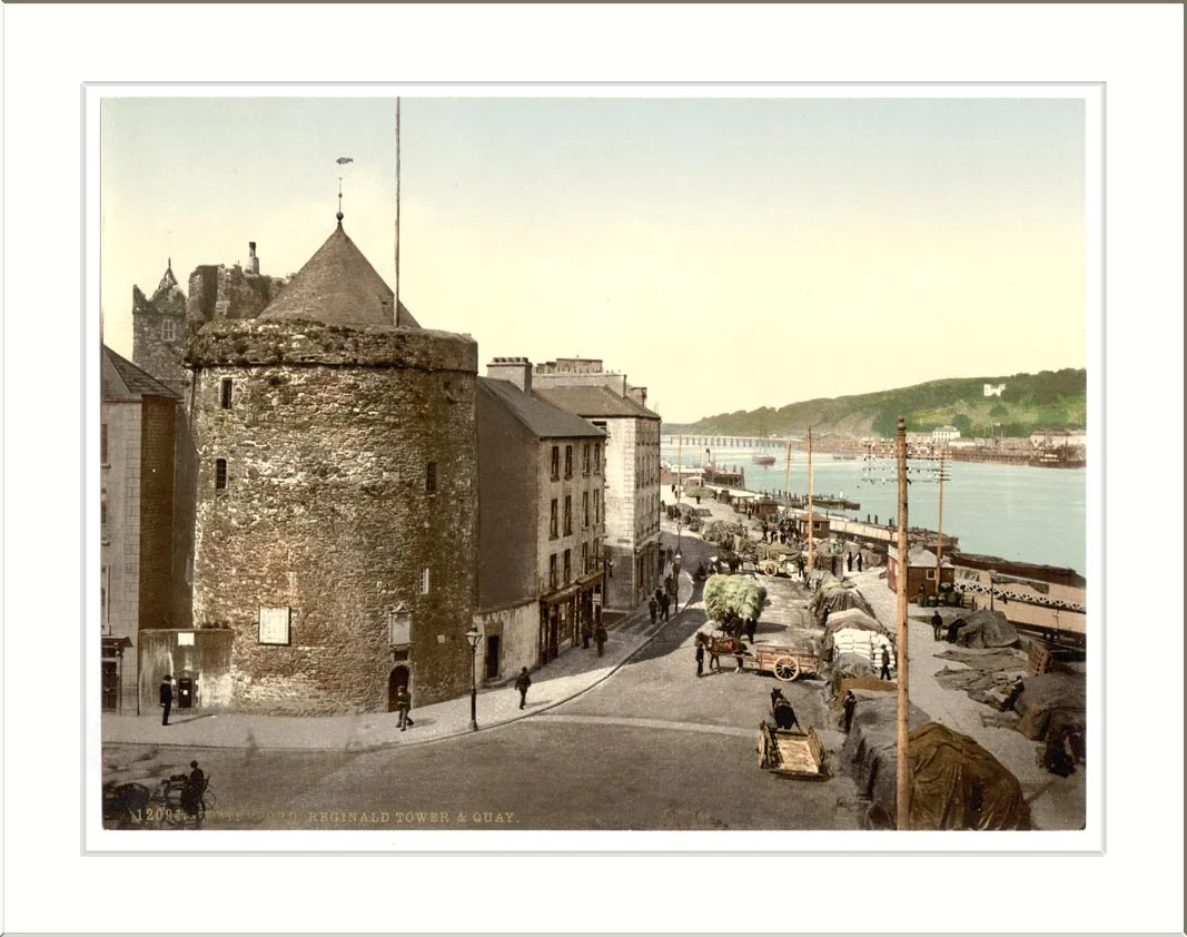 The circular stone Reginald's Tower on the quay in Waterford city
