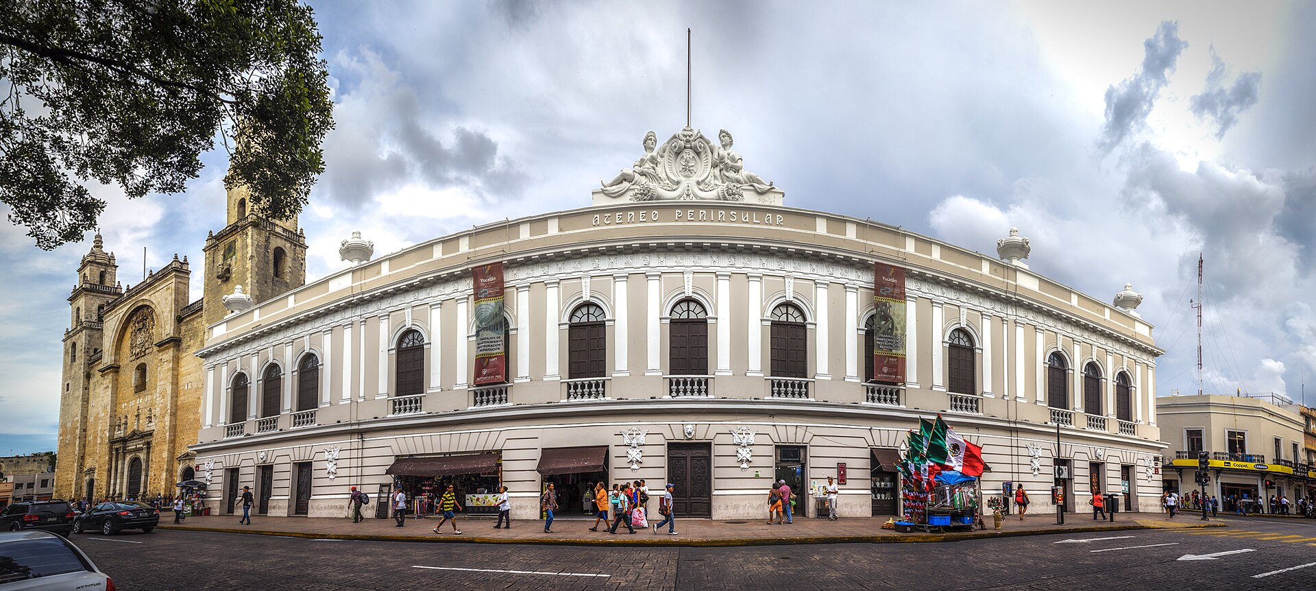 The Cathedral of Mérida and MACAY contemporary art museum in the historic center of Mérida, Yucatán