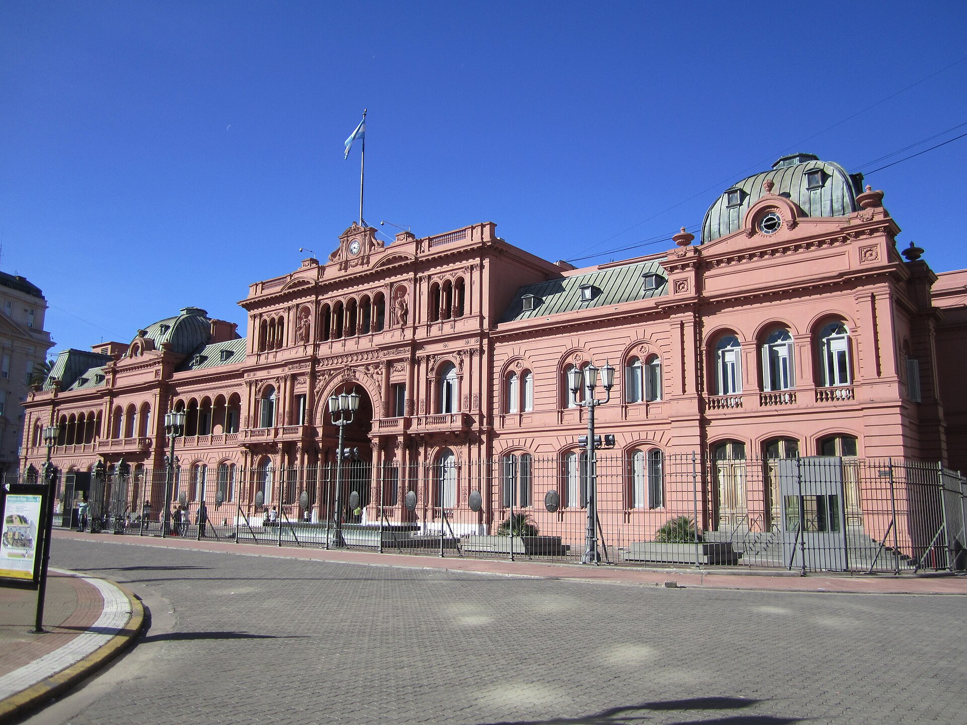 The pink-painted Casa Rosada presidential palace facing Plaza de Mayo in Buenos Aires