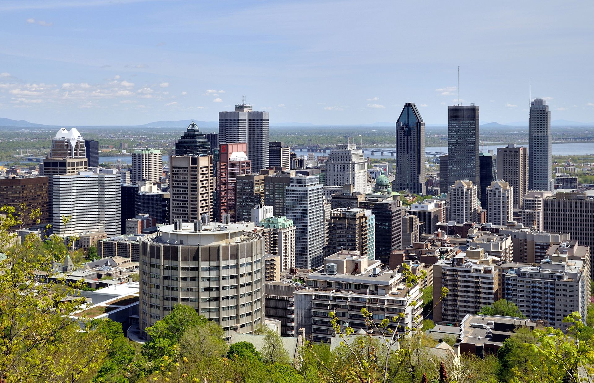 Montreal skyline seen from across the St. Lawrence River