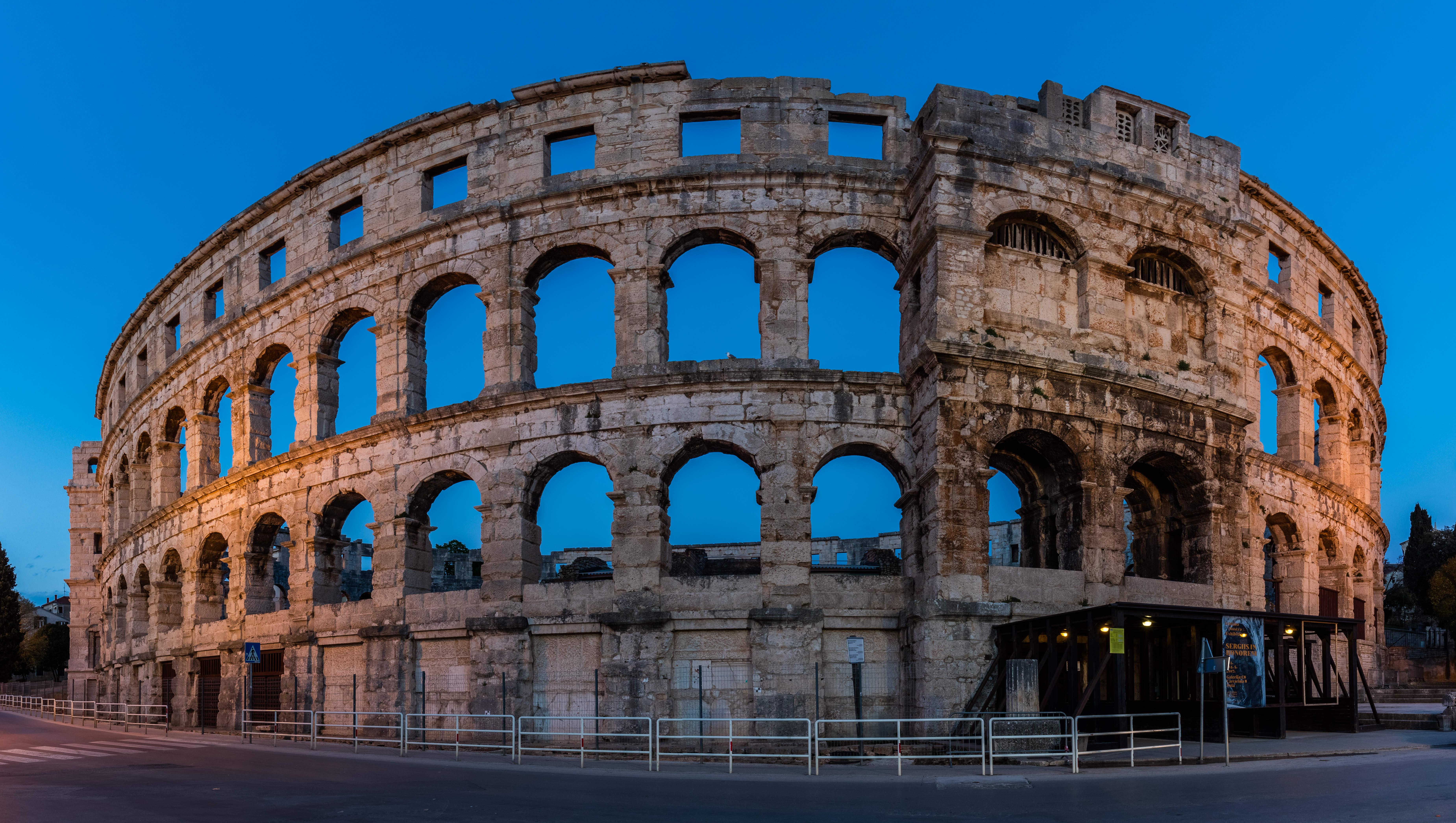 The Roman amphitheatre of Pula, Croatia, one of the best-preserved Roman arenas in the world The Roman amphitheatre of Pula, one of the six largest in the Roman world, its 2,000-year-old limestone arches intact on the Istrian peninsula waterfront