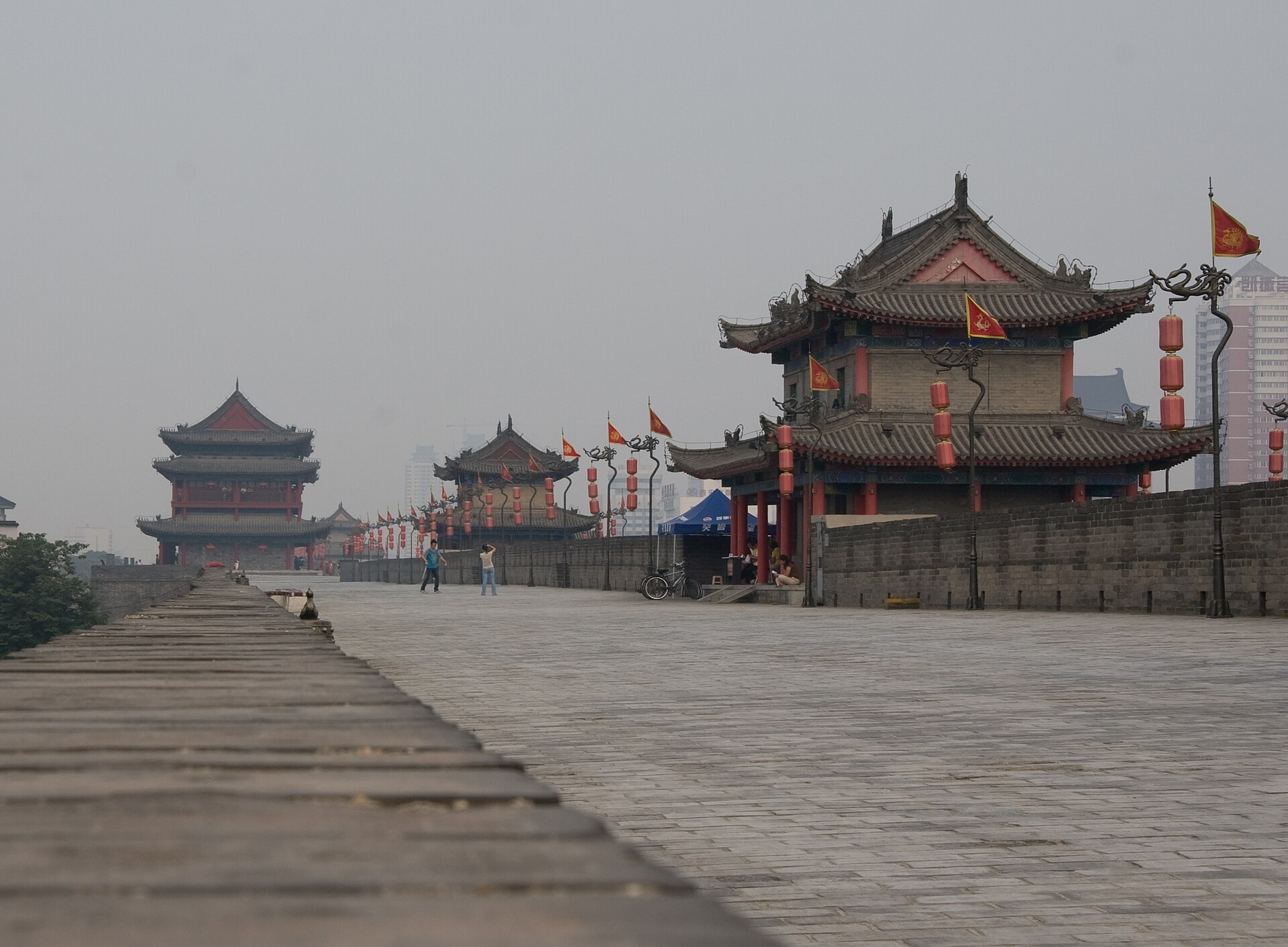 Ancient city wall fortifications surrounding Xi'an