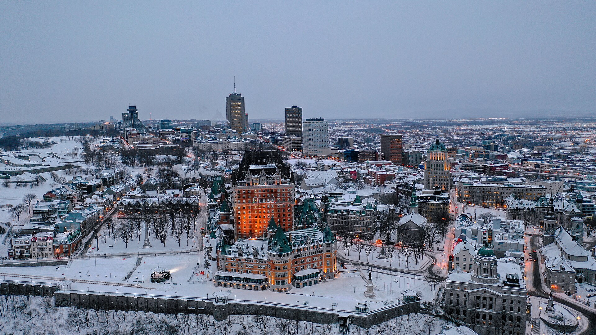 Quebec City skyline with Château Frontenac dominating the horizon