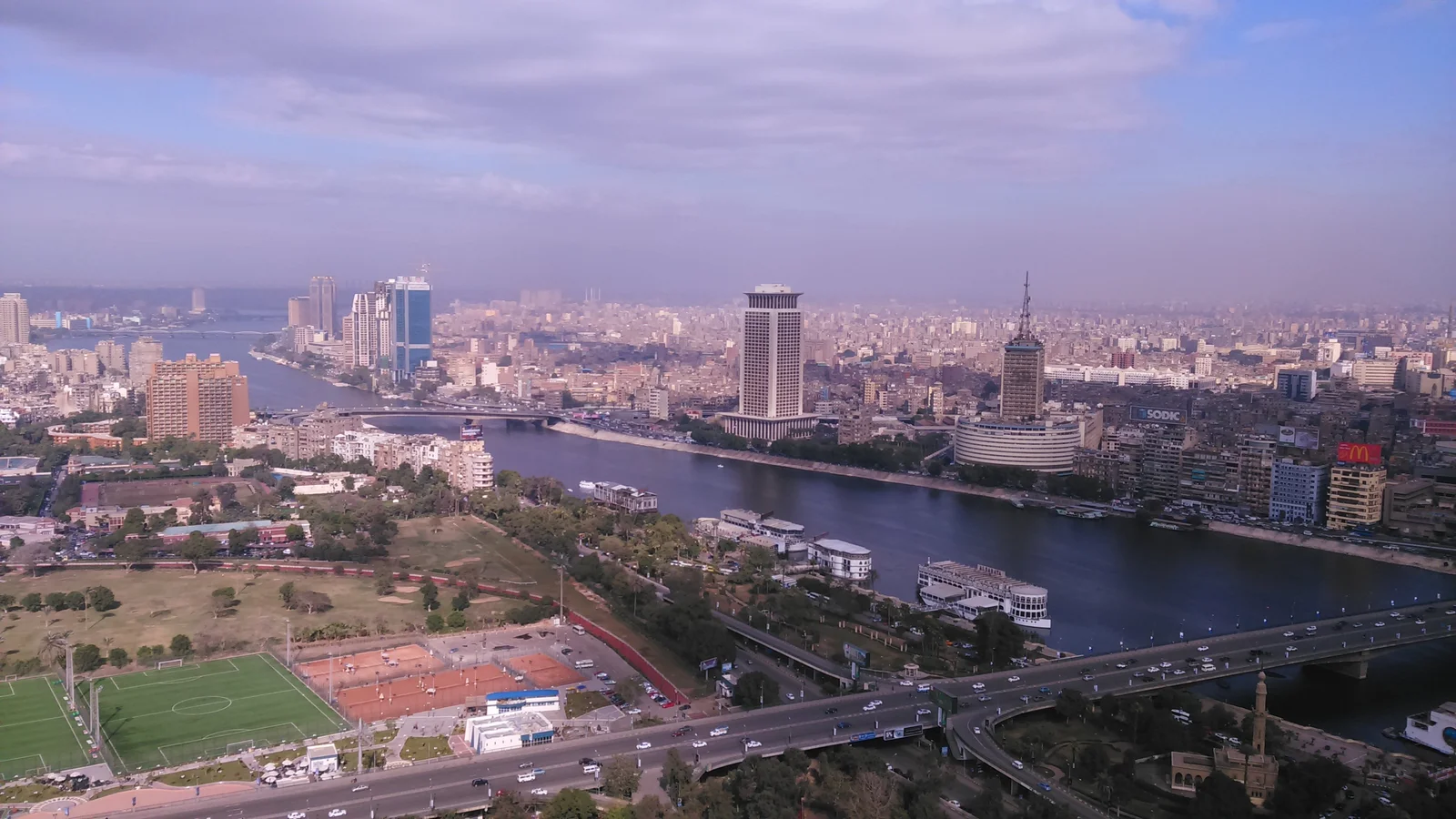 Cairo skyline and the Nile seen from the Cairo Tower