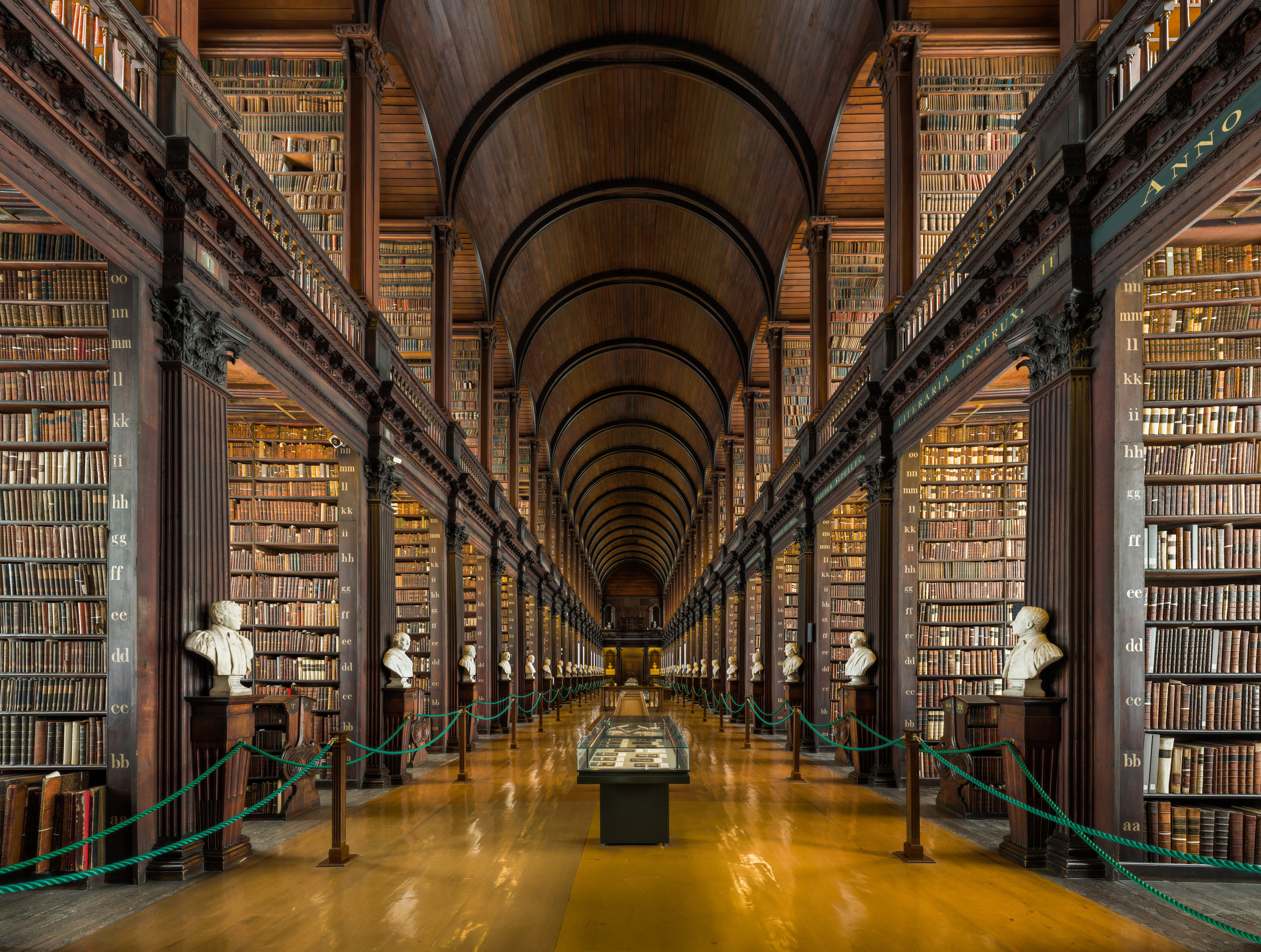 The Long Room at Trinity College Library, Dublin, the world's largest collegiate library