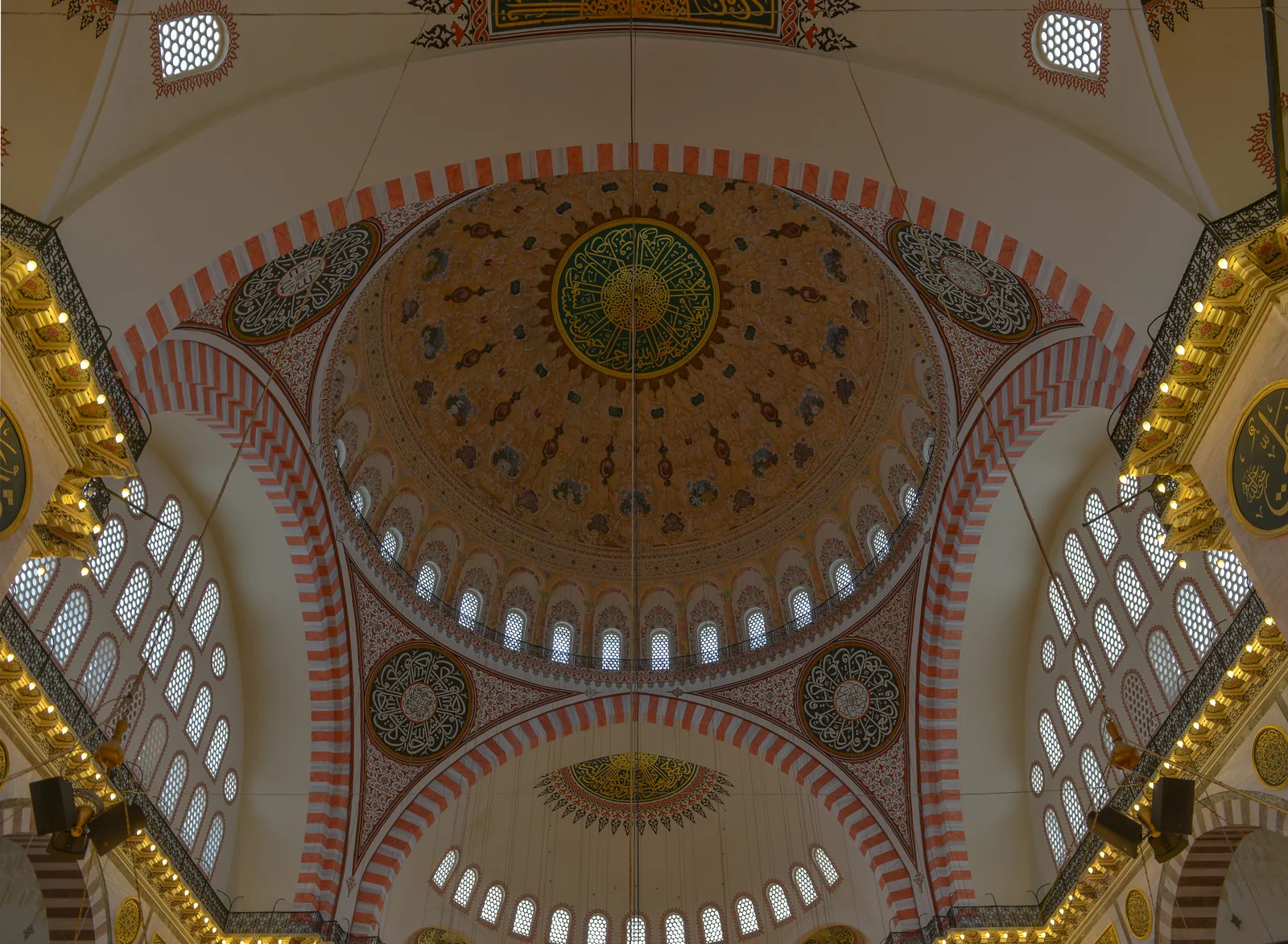The domes and four minarets of the Suleymaniye Mosque on its hilltop terrace