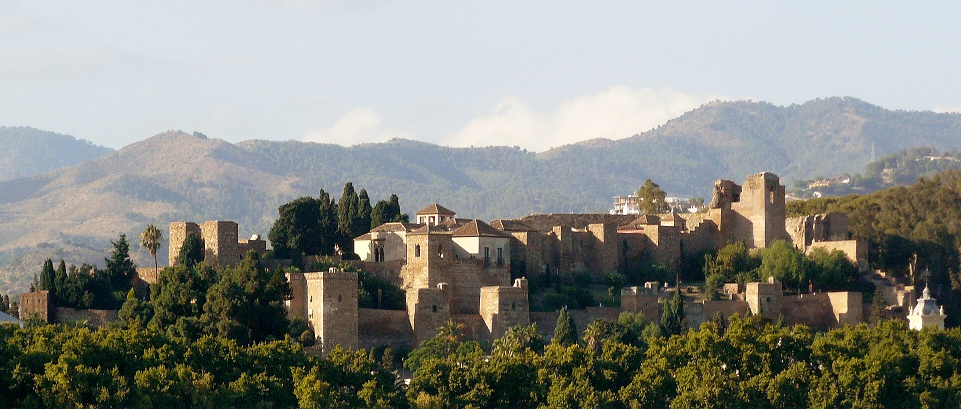 Alcazaba fortress and gardens on the hillside in Málaga