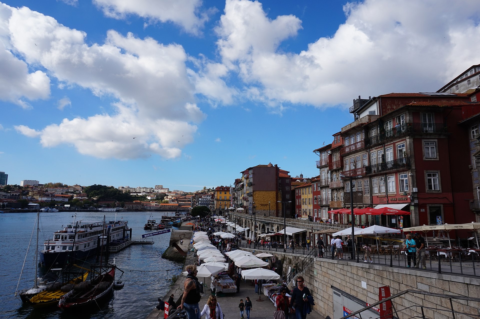 Ribeira District waterfront with colorful buildings along the Douro in Porto