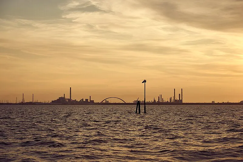 Venice lagoon skyline with domes and campanili rising from the water