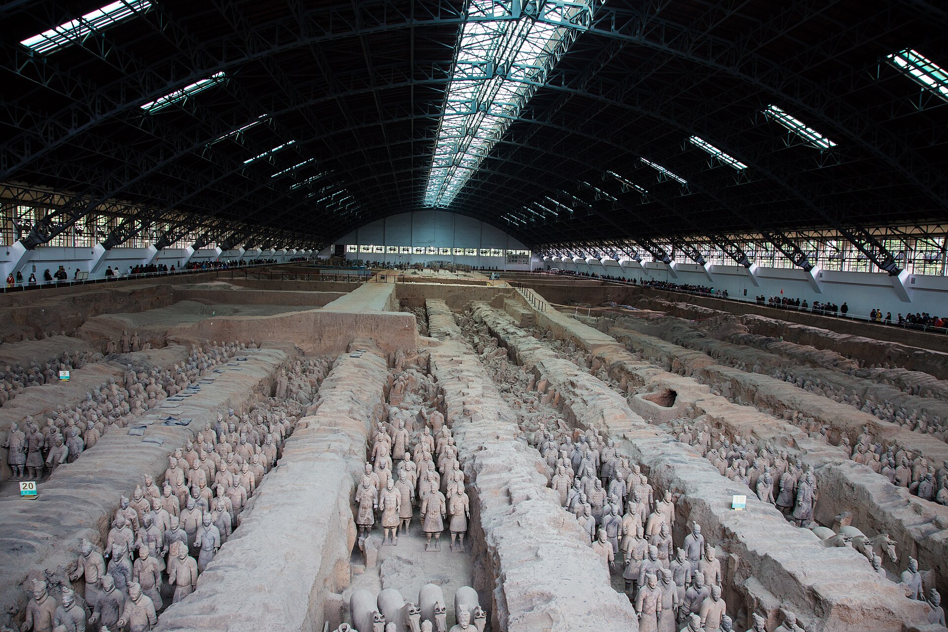 Rows of terracotta warriors in Pit 1 at the Terracotta Army museum in Xi'an
